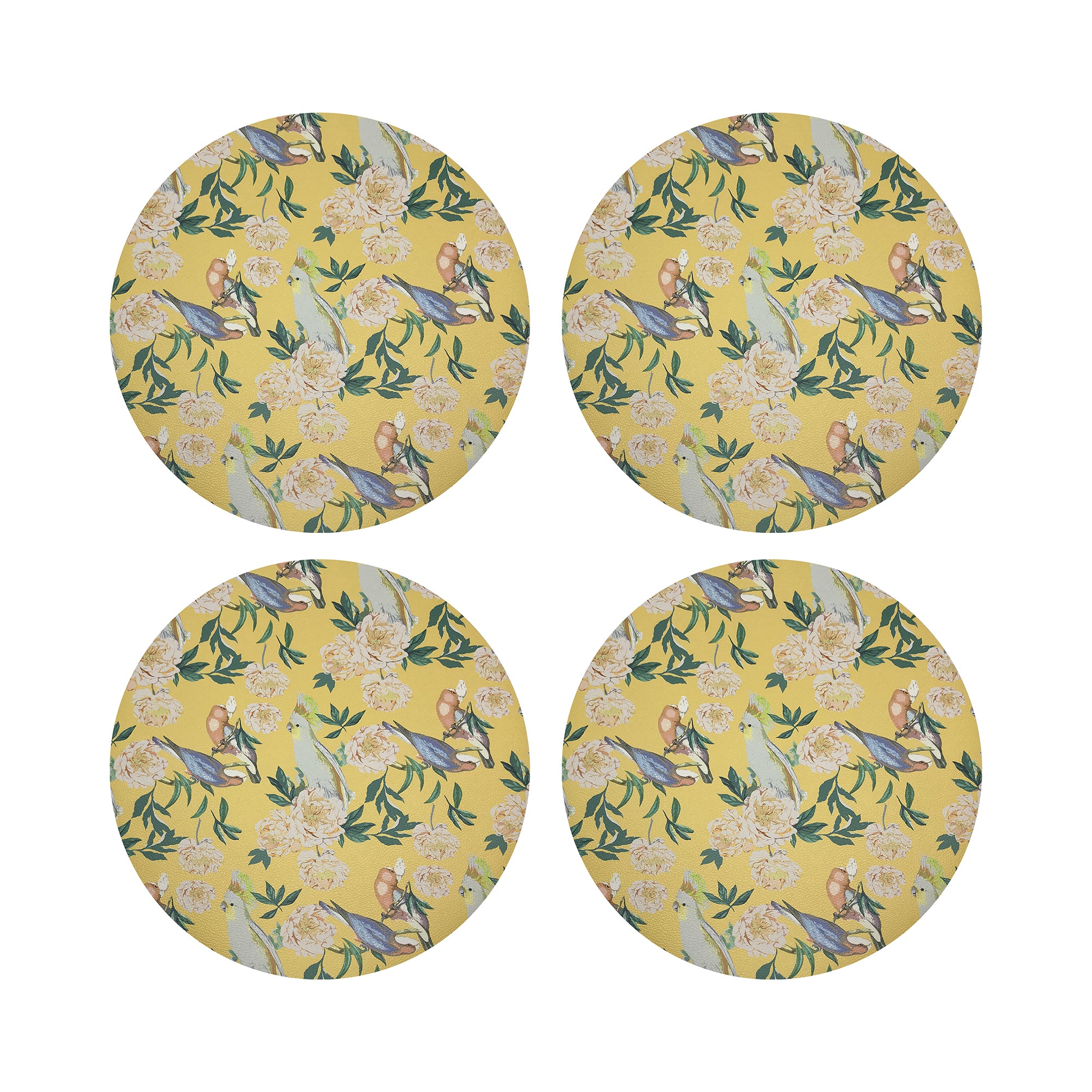 Peony Inspira Goldenrod 16" Round Pebble Placemats, Set of 4 - nicolettemayer.com
