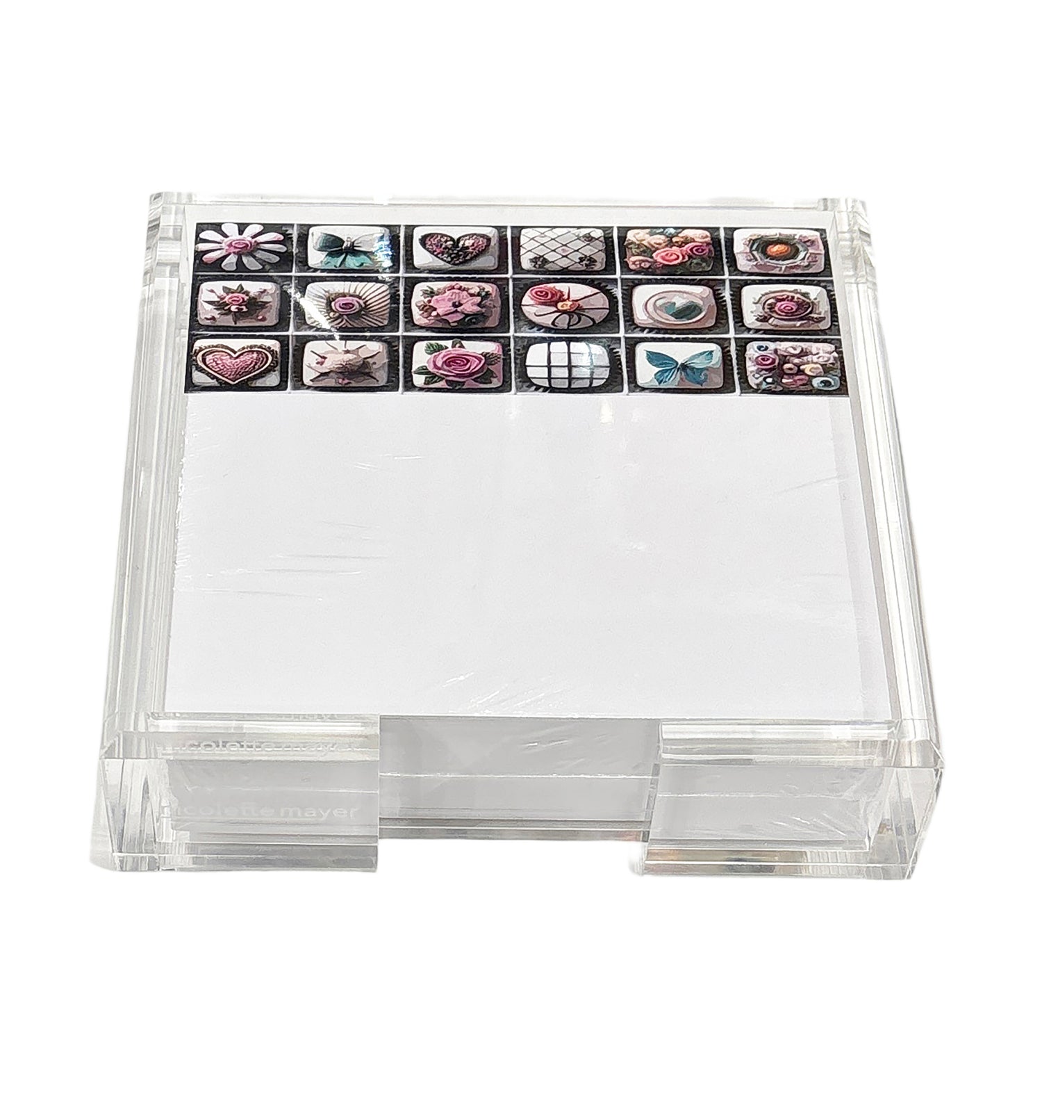 Petite Fours Note Cards With Acrylic Holder