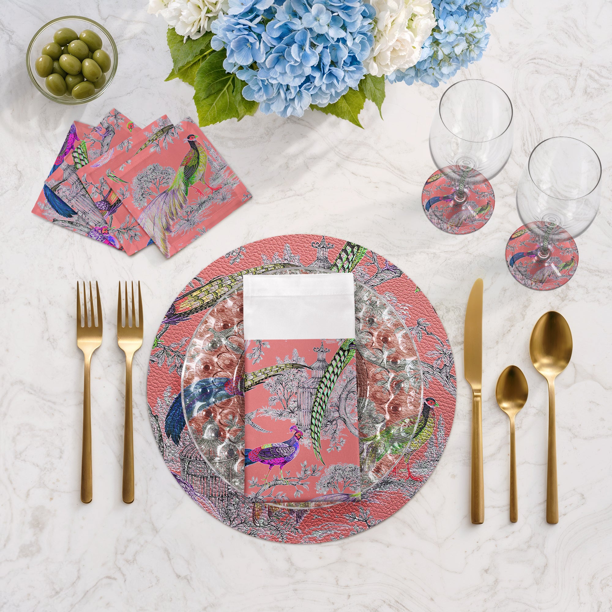Pheasant Fall Sauvage Loire 16" Round Pebble Placemats, Set of 4 - nicolettemayer.com