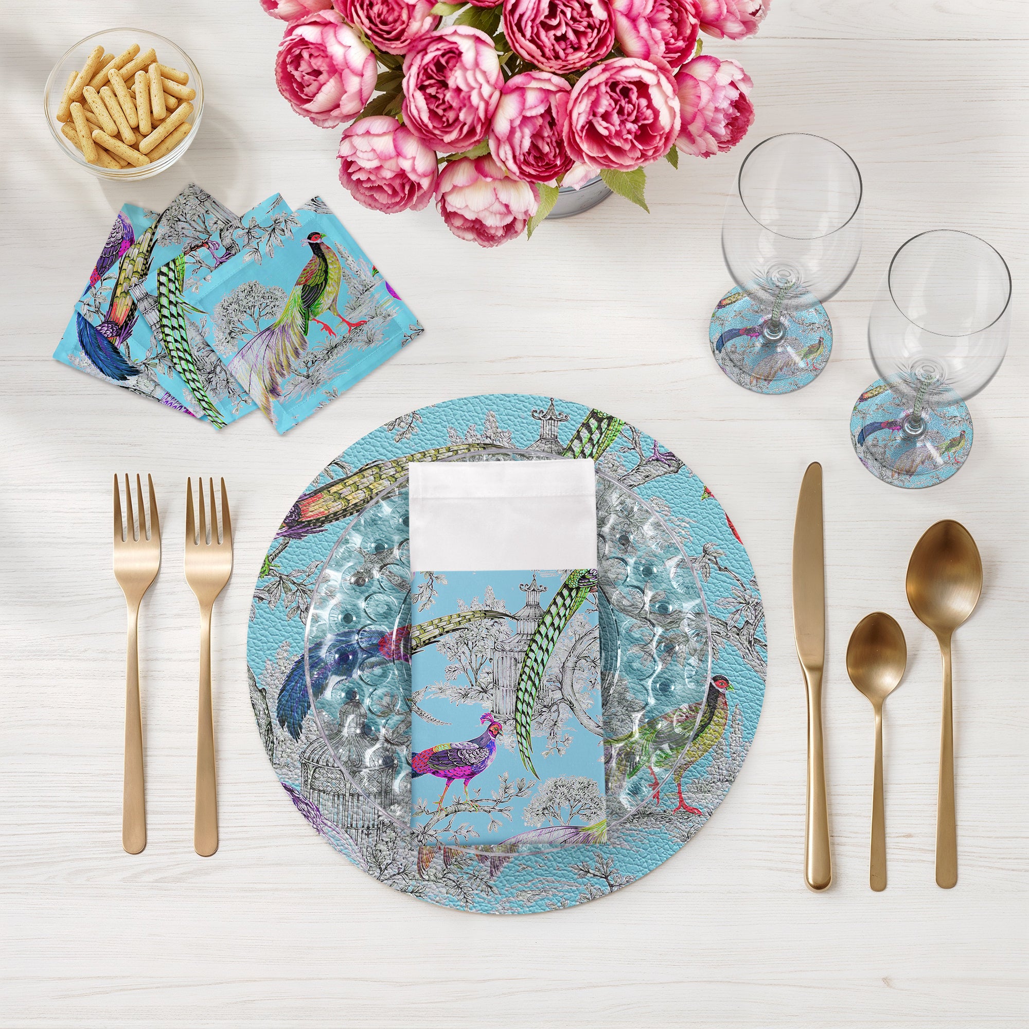 Pheasant Fall Sauvage Orleans Vegan Leather Round Pebble Placemat