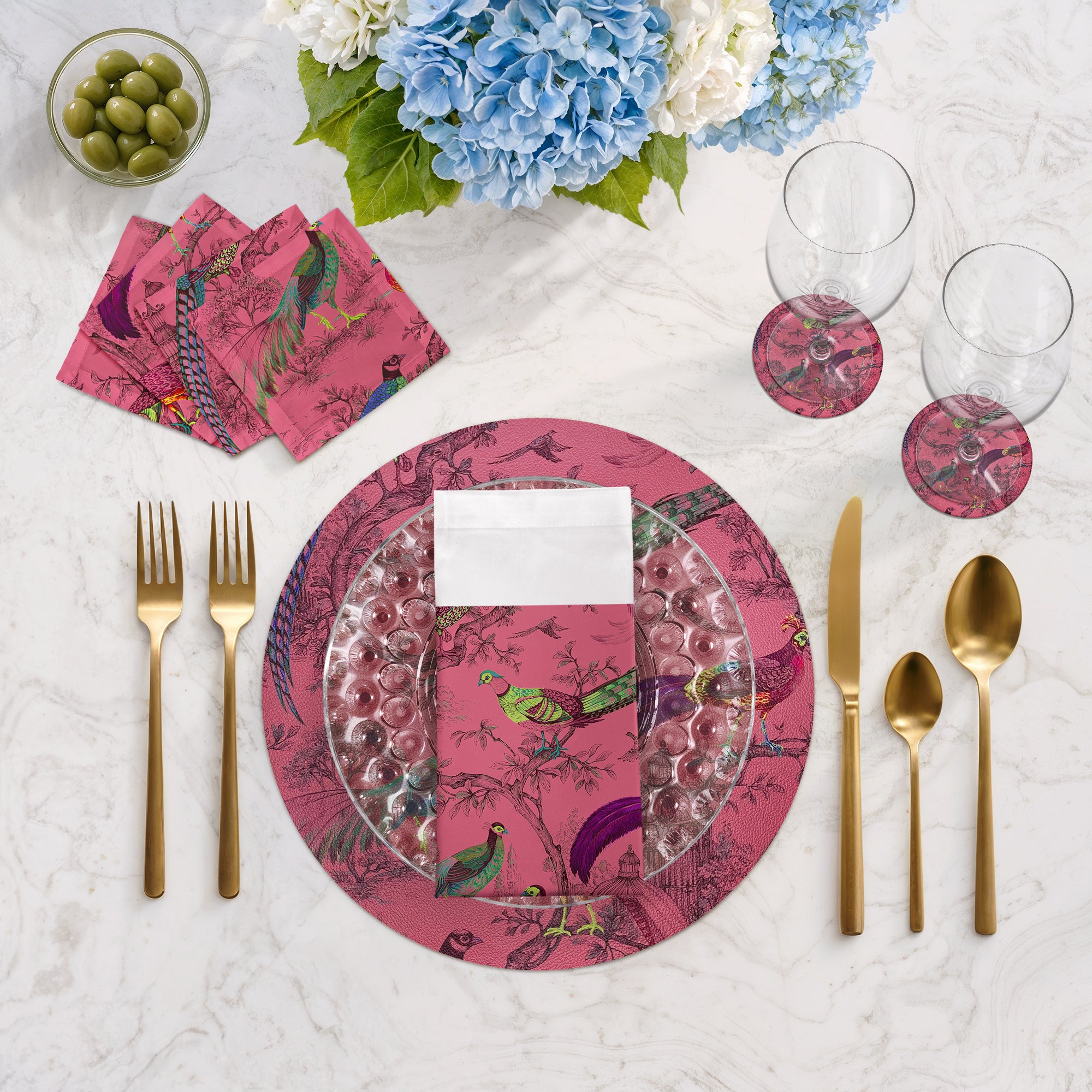 Pheasant Fall Sauvage Paprika Vegan Leather Round Pebble Placemat