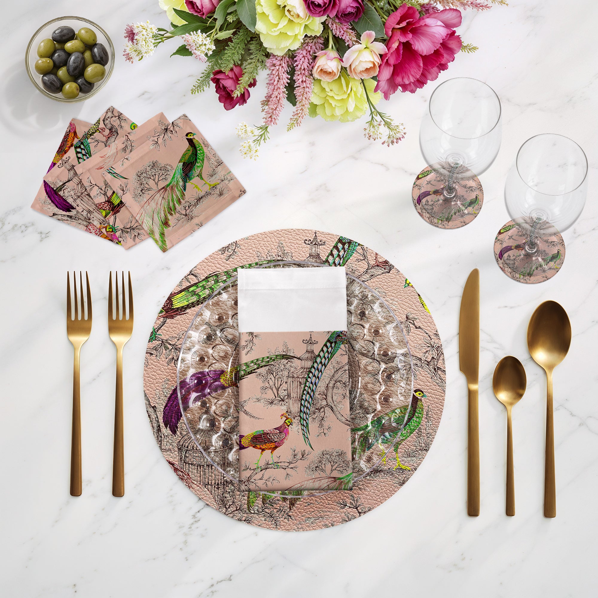 Pheasant Fall Sauvage Savannah 16" Round Pebble Placemats, Set of 4 - nicolettemayer.com