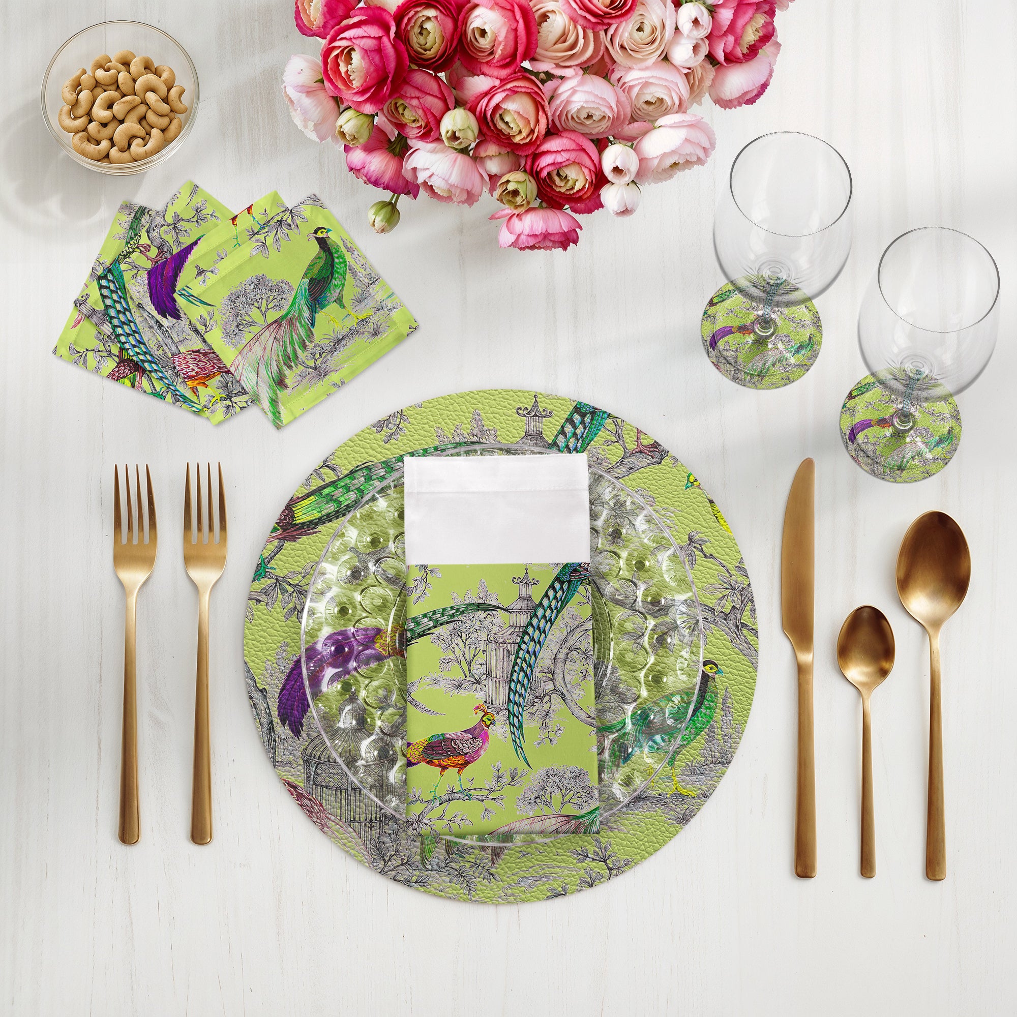 Pheasant Fall Sauvage St Germain Vegan Leather Round Pebble Placemat