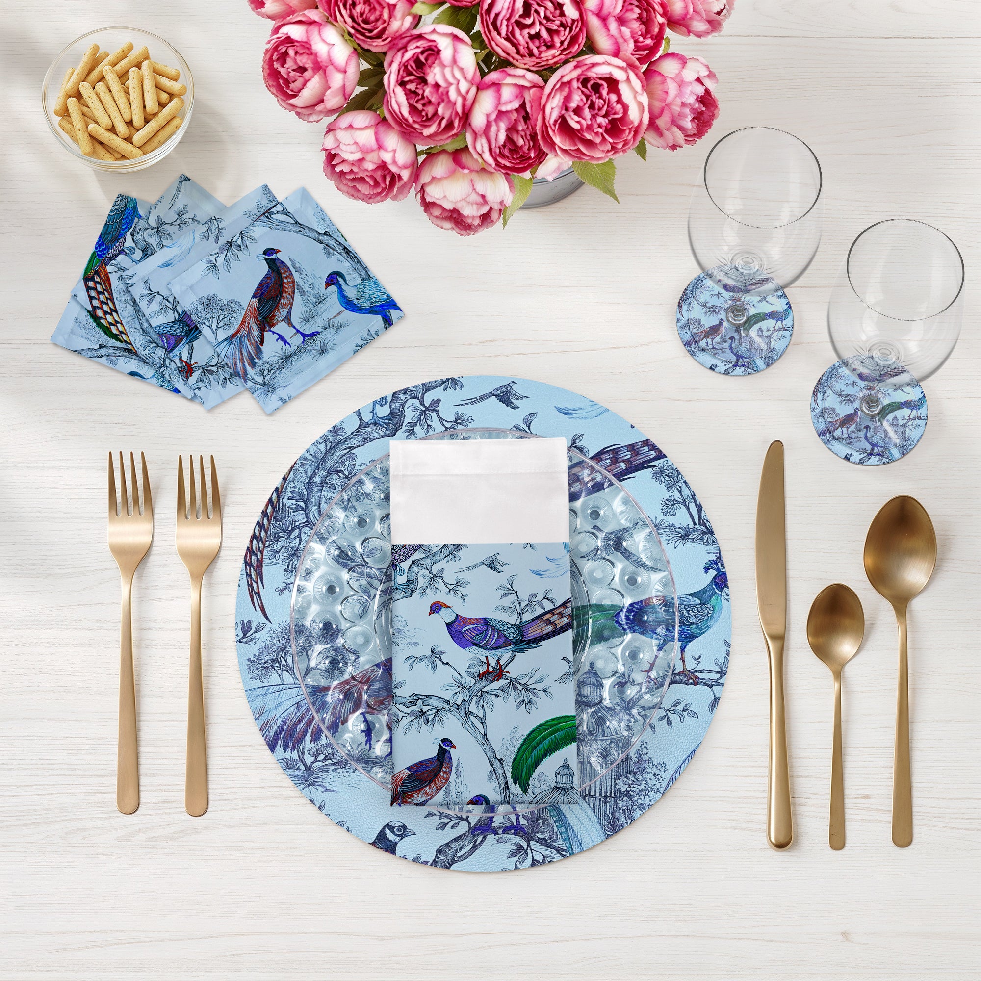 Pheasant Fall Sauvage Wedgewood 16" Round Pebble Placemats, Set of 4 - nicolettemayer.com