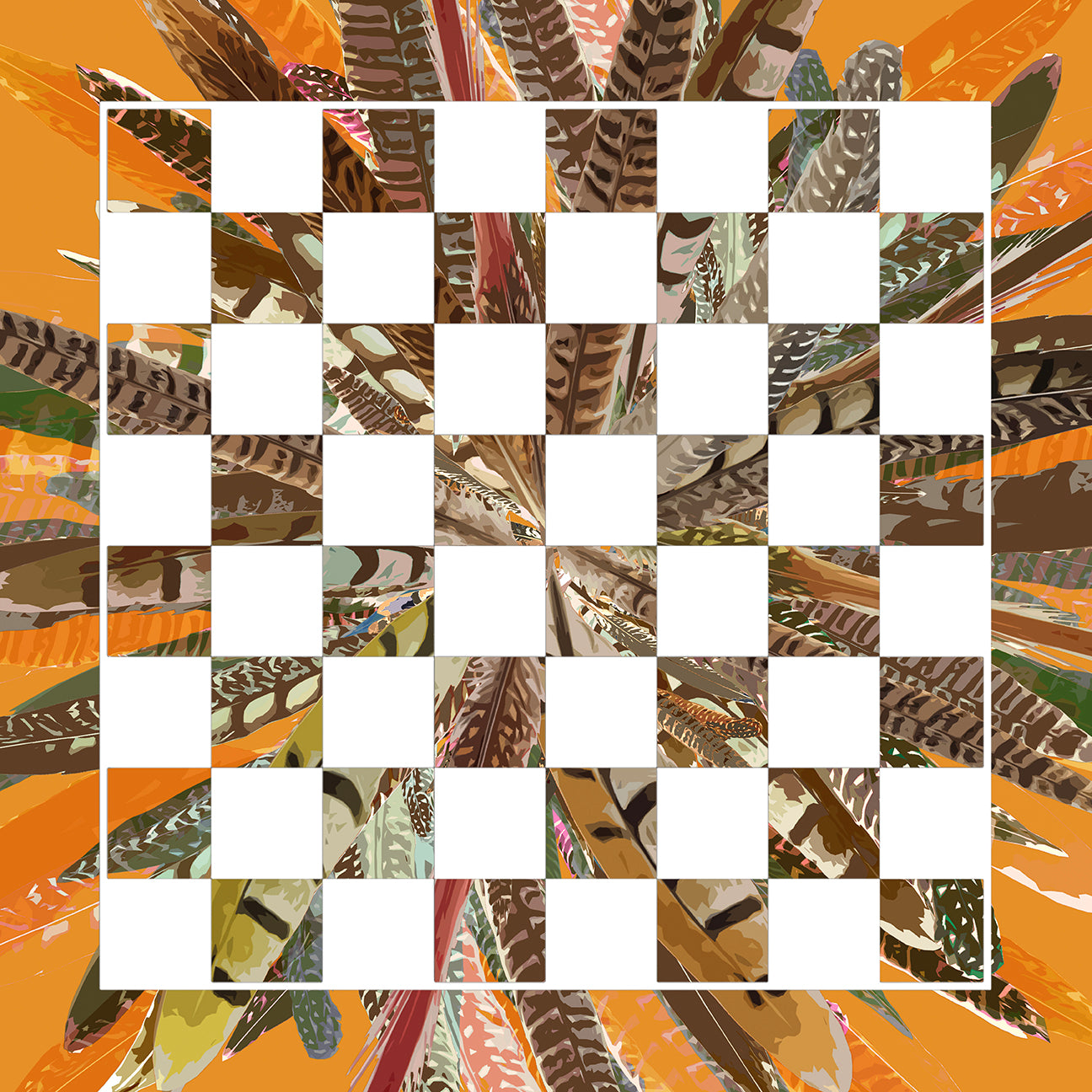 Pheasant Feathers Butternut Acrylic Chess