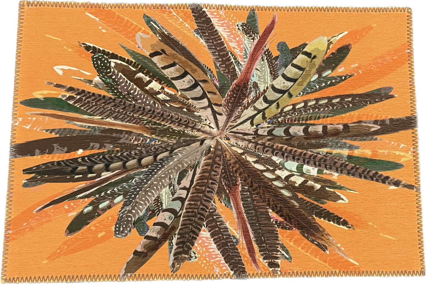 Pheasant Feathers Butternut Chenille Washables Rug