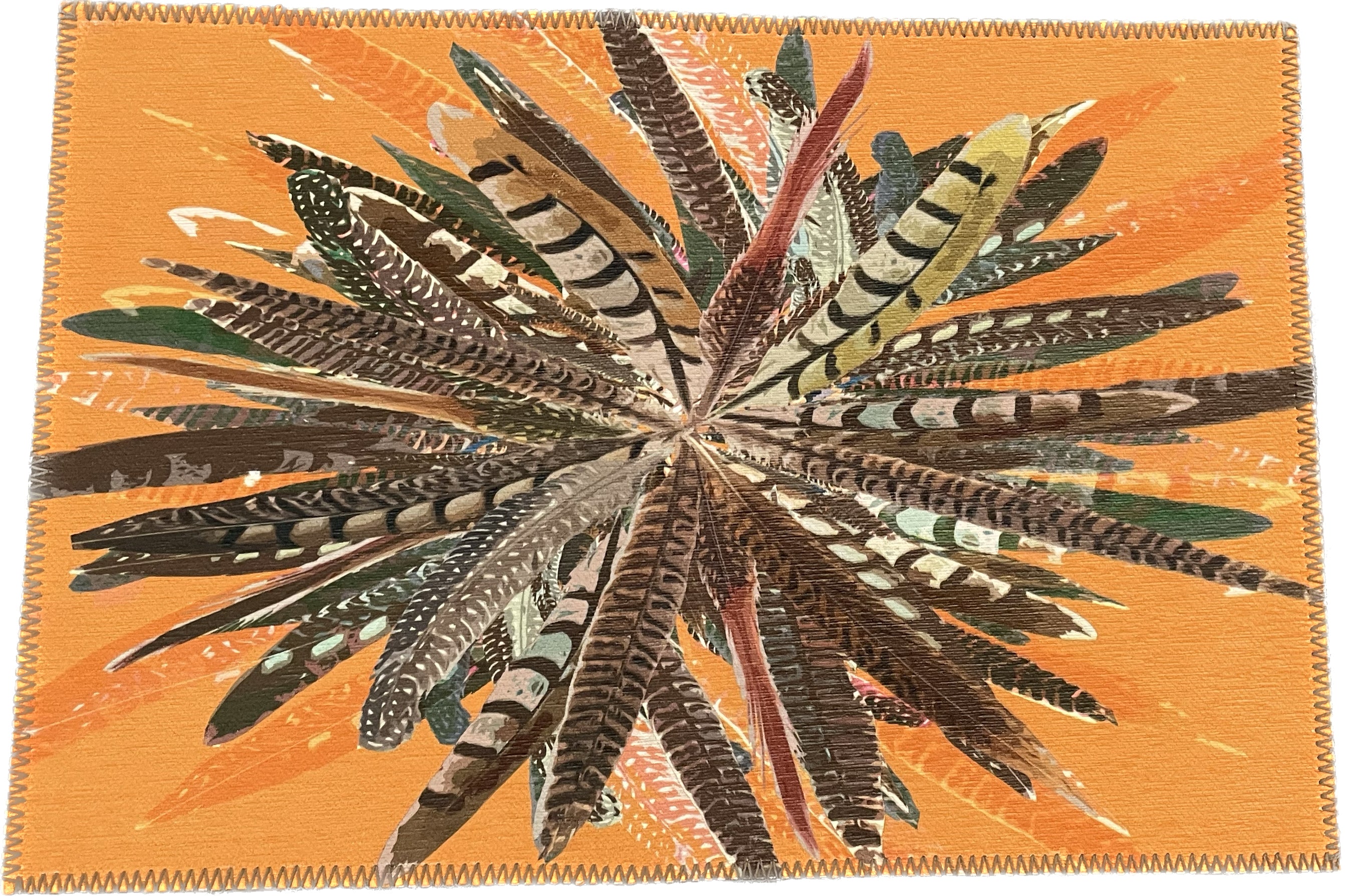 Pheasant Feathers Butternut Chenille Washables Rug