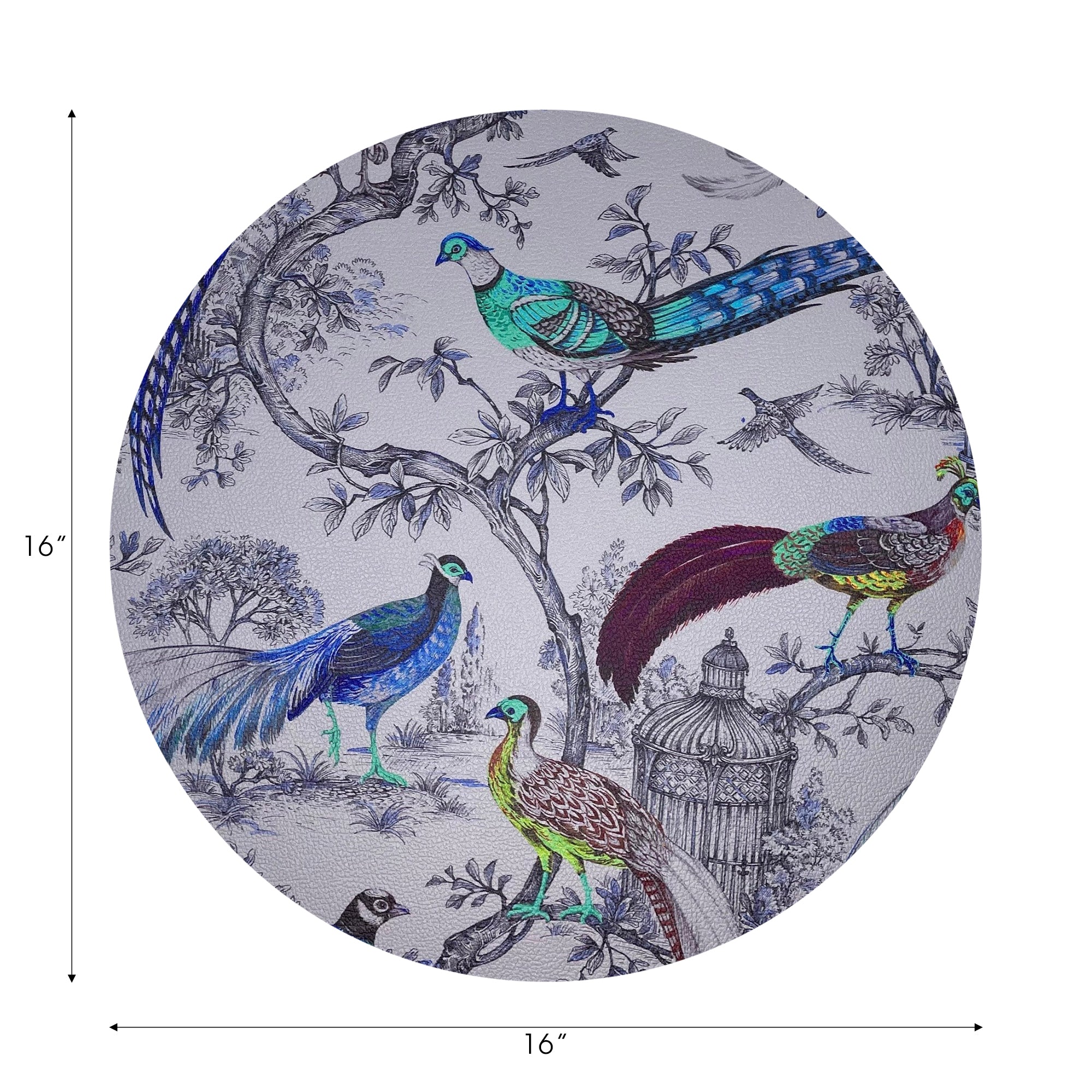 Pheasant Fall Sauvage Calme Vegan Leather Round Pebble Placemat