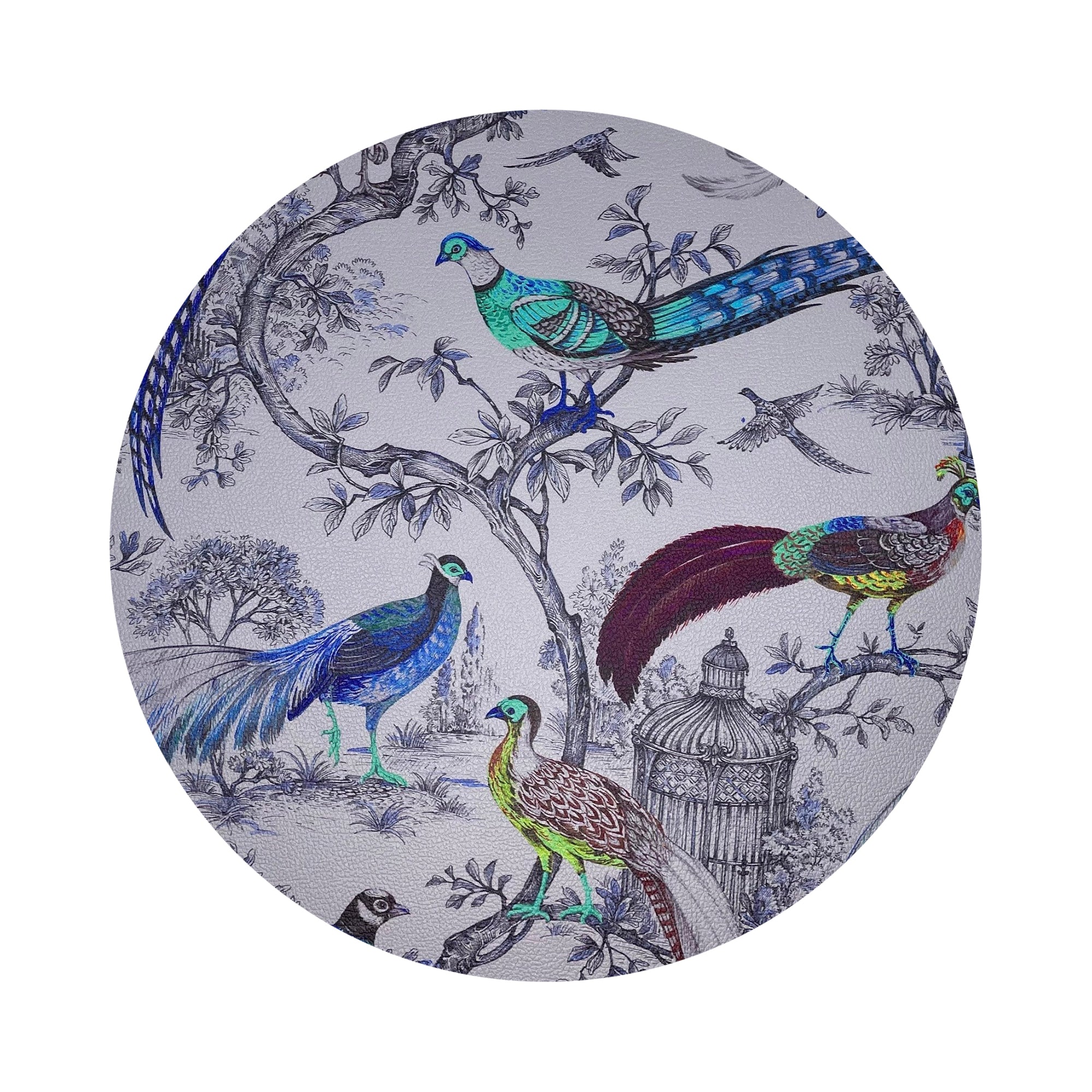 Pheasant Fall Sauvage Calme Vegan Leather Round Pebble Placemat
