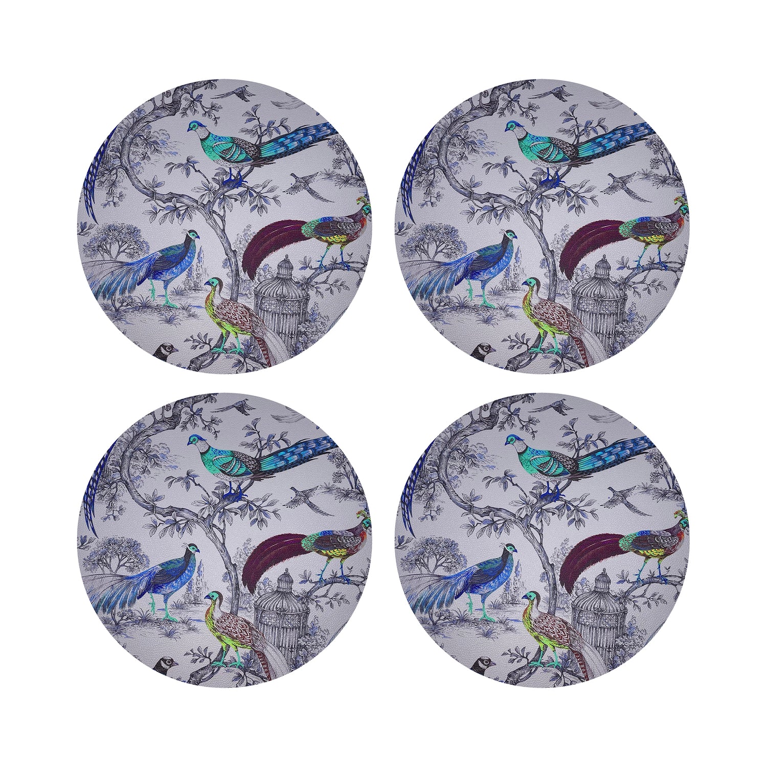 Pheasant Fall Sauvage Calme 16" Round Pebble Placemats, Set of 4 - nicolettemayer.com