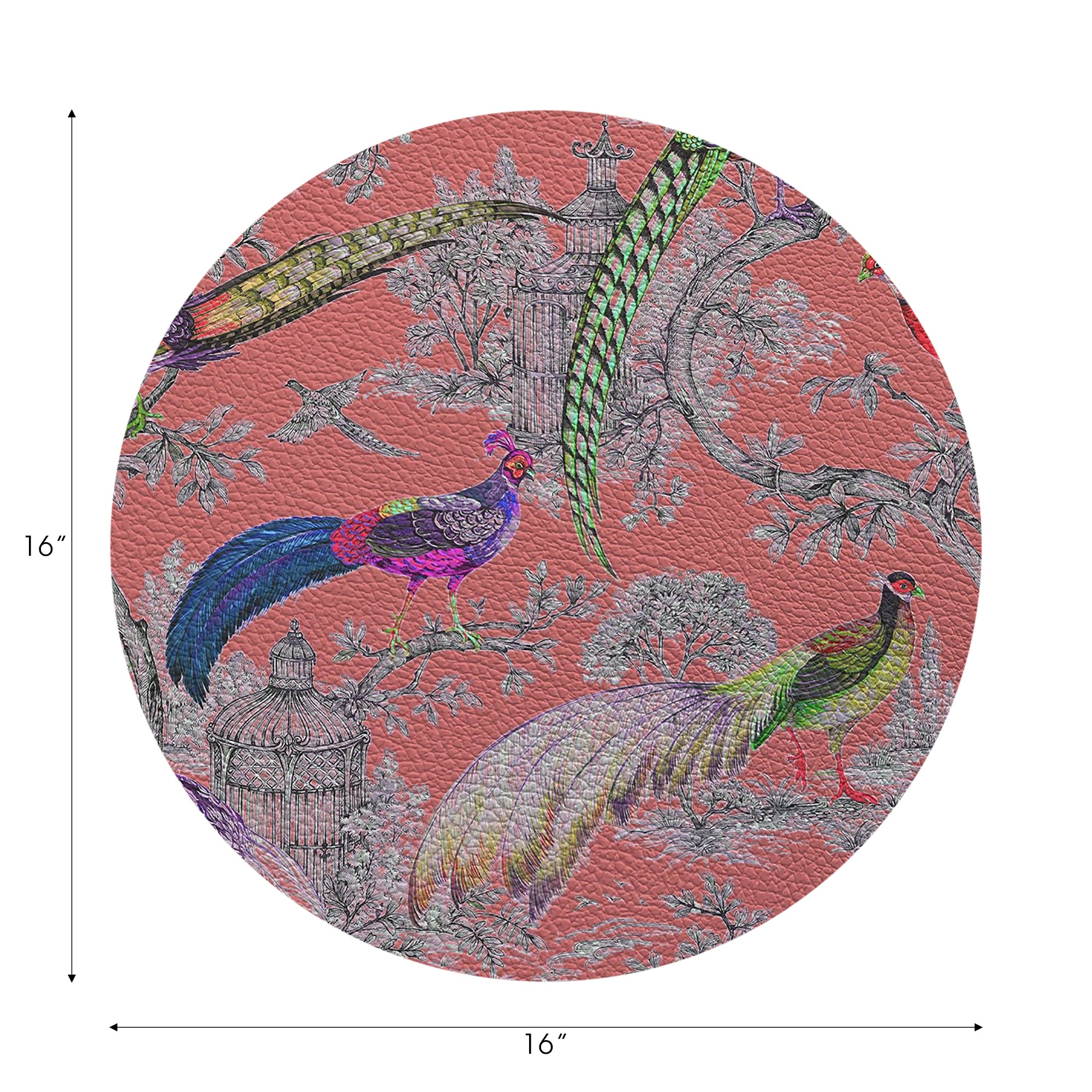 Pheasant Fall Sauvage Loire Vegan Leather Round Pebble Placemat