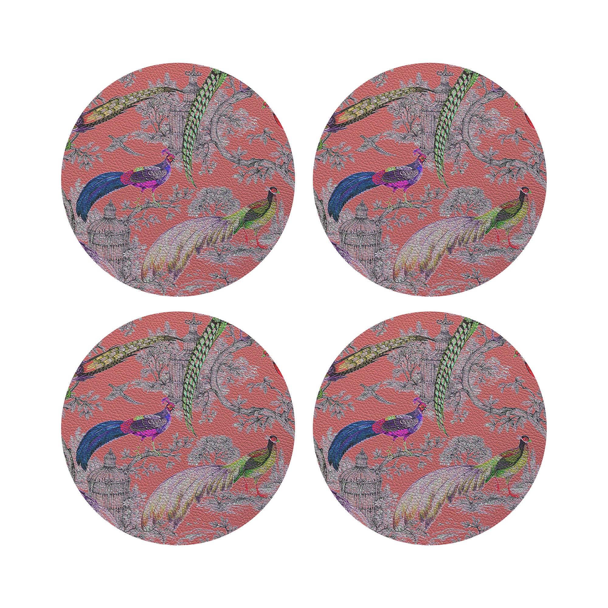 Pheasant Fall Sauvage Loire 16" Round Pebble Placemats, Set of 4 - nicolettemayer.com
