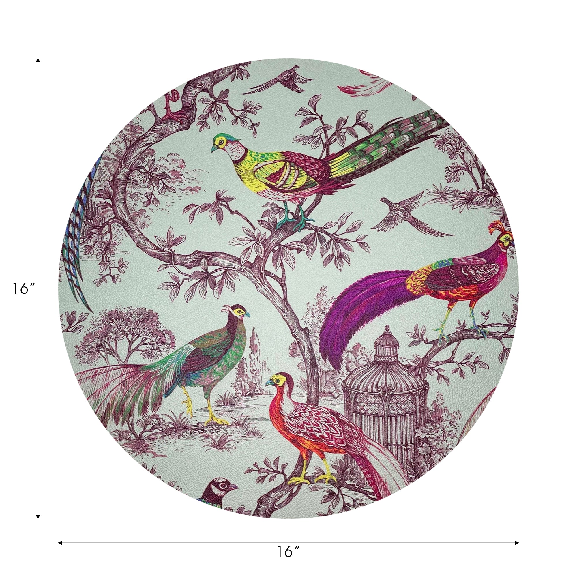 Pheasant Fall Sauvage Meadow Vegan Leather Round Pebble Placemat