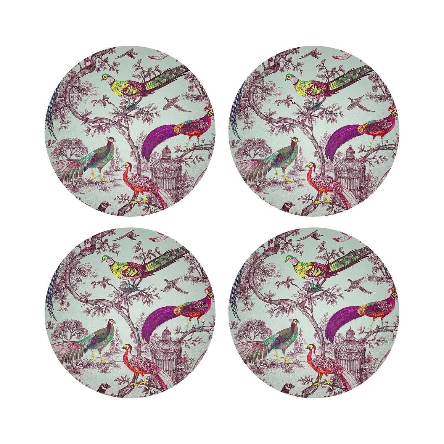 Pheasant Fall Sauvage Meadow 16" Round Pebble Placemats, Set of 4 - nicolettemayer.com
