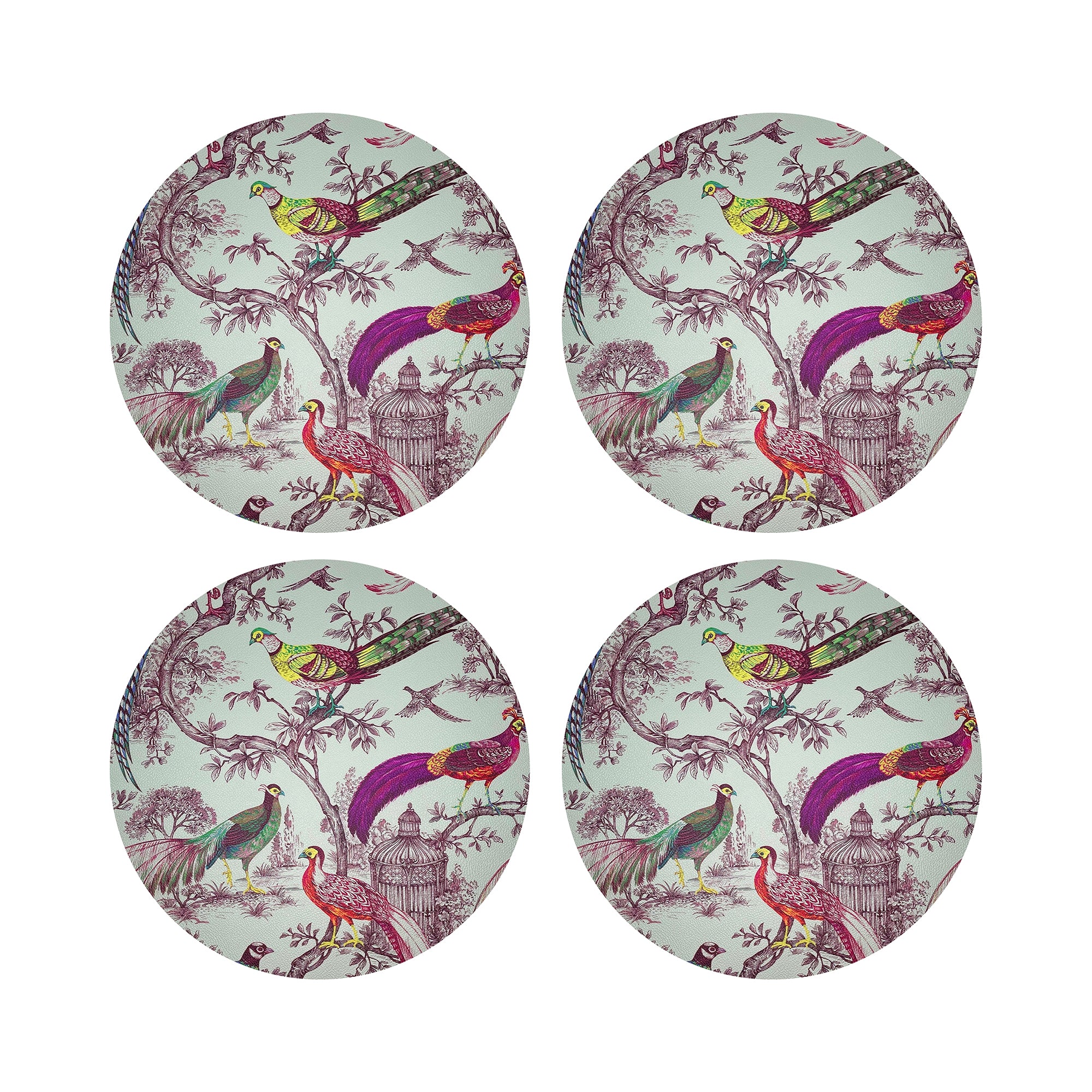 Pheasant Fall Sauvage Meadow 16" Round Pebble Placemats, Set of 4 - nicolettemayer.com