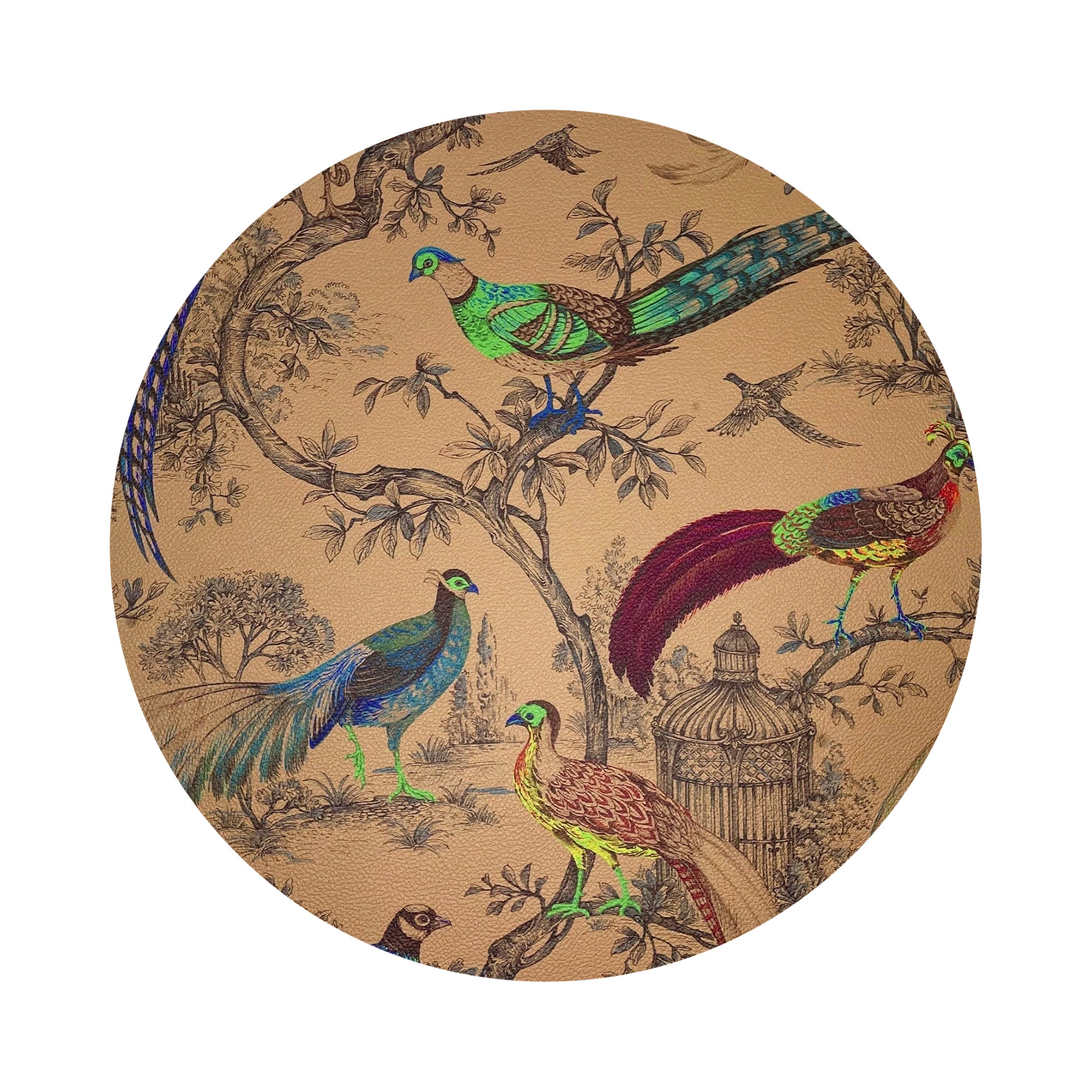Pheasant Fall Sauvage Mustard 16" Round Pebble Placemats, Set of 4 - nicolettemayer.com
