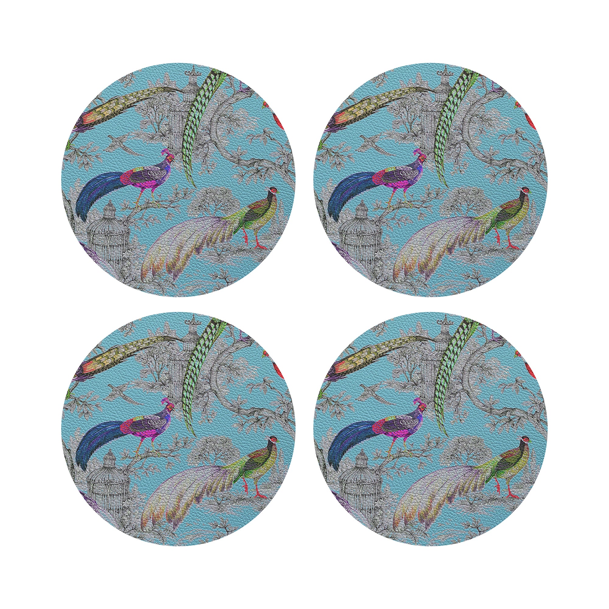 Pheasant Fall Sauvage Orleans 16" Round Pebble Placemats, Set of 4 - nicolettemayer.com