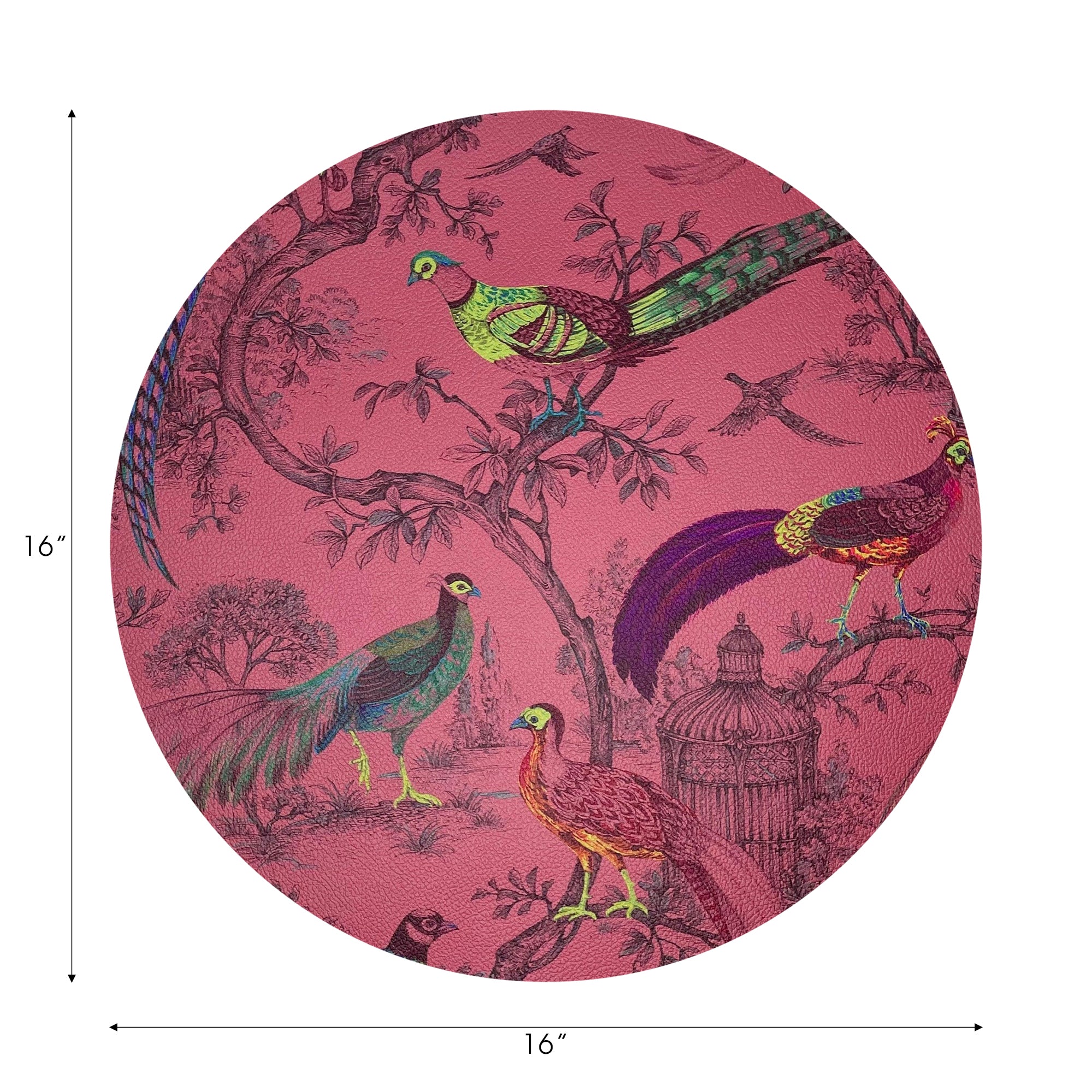 Pheasant Fall Sauvage Paprika Vegan Leather Round Pebble Placemat