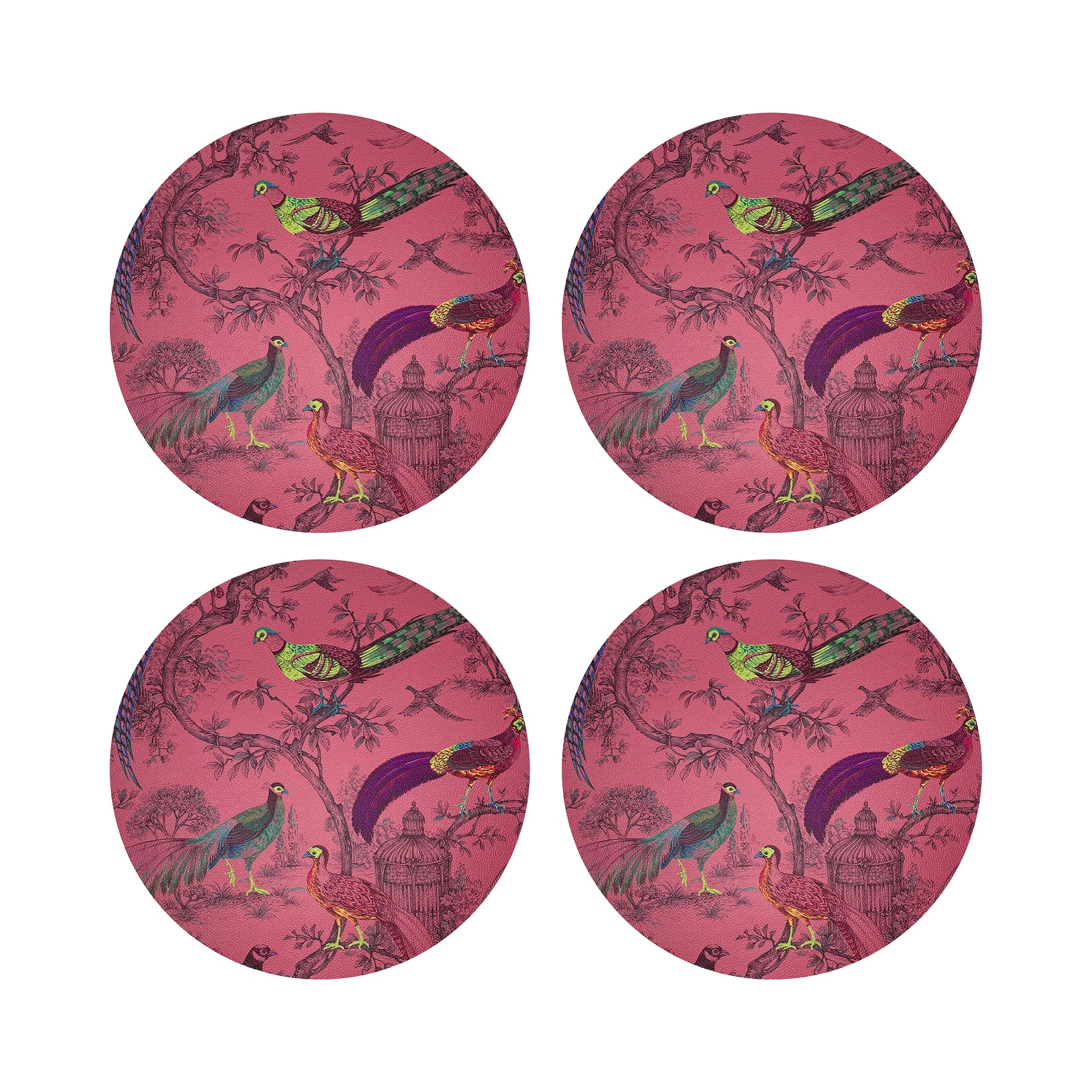 Pheasant Fall Sauvage Paprika 16" Round Pebble Placemats, Set of 4 - nicolettemayer.com