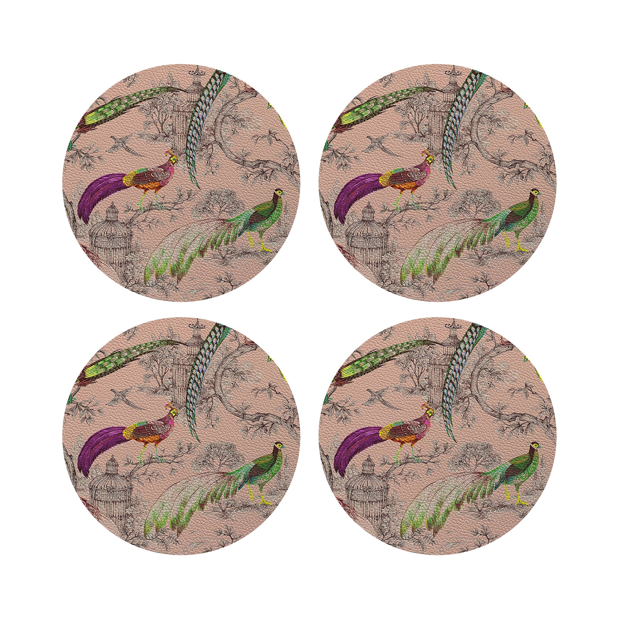 Pheasant Fall Sauvage Savannah 16" Round Pebble Placemats, Set of 4 - nicolettemayer.com