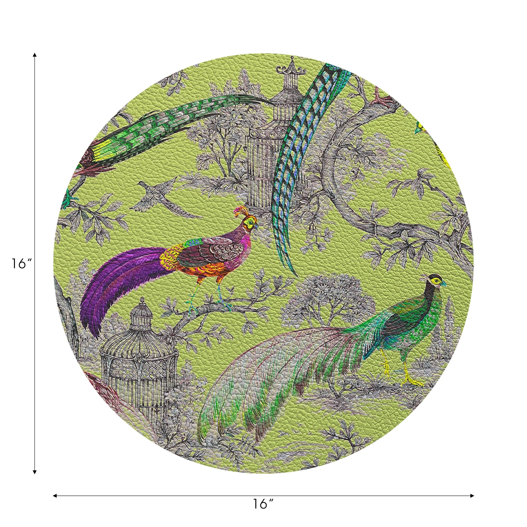 Pheasant Fall Sauvage St Germain Vegan Leather Round Pebble Placemat