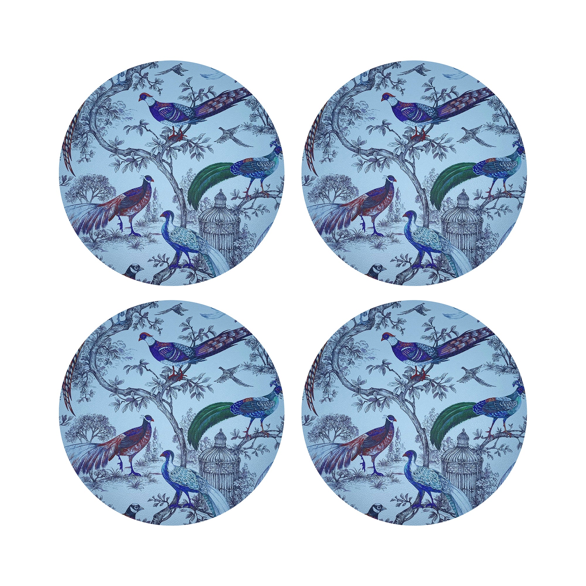 Pheasant Fall Sauvage Orleans Vegan Leather Round Pebble Placemat