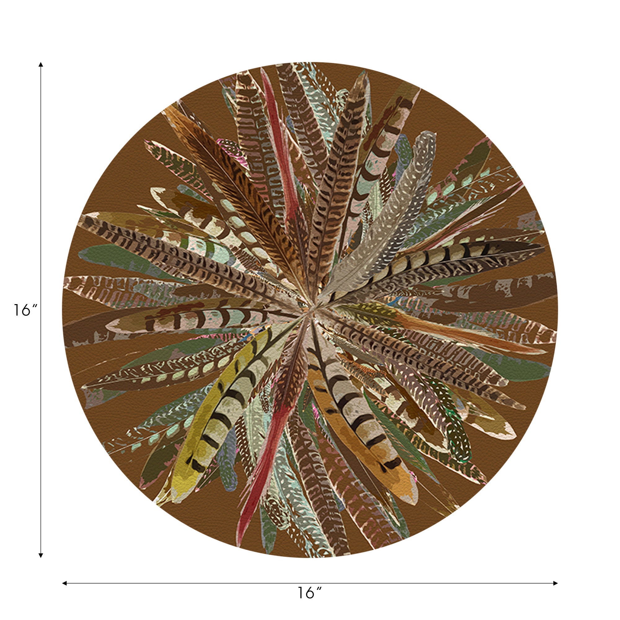 Pheasant Feathers Brown 16" Round Pebble Placemats, Set of 4 - nicolettemayer.com