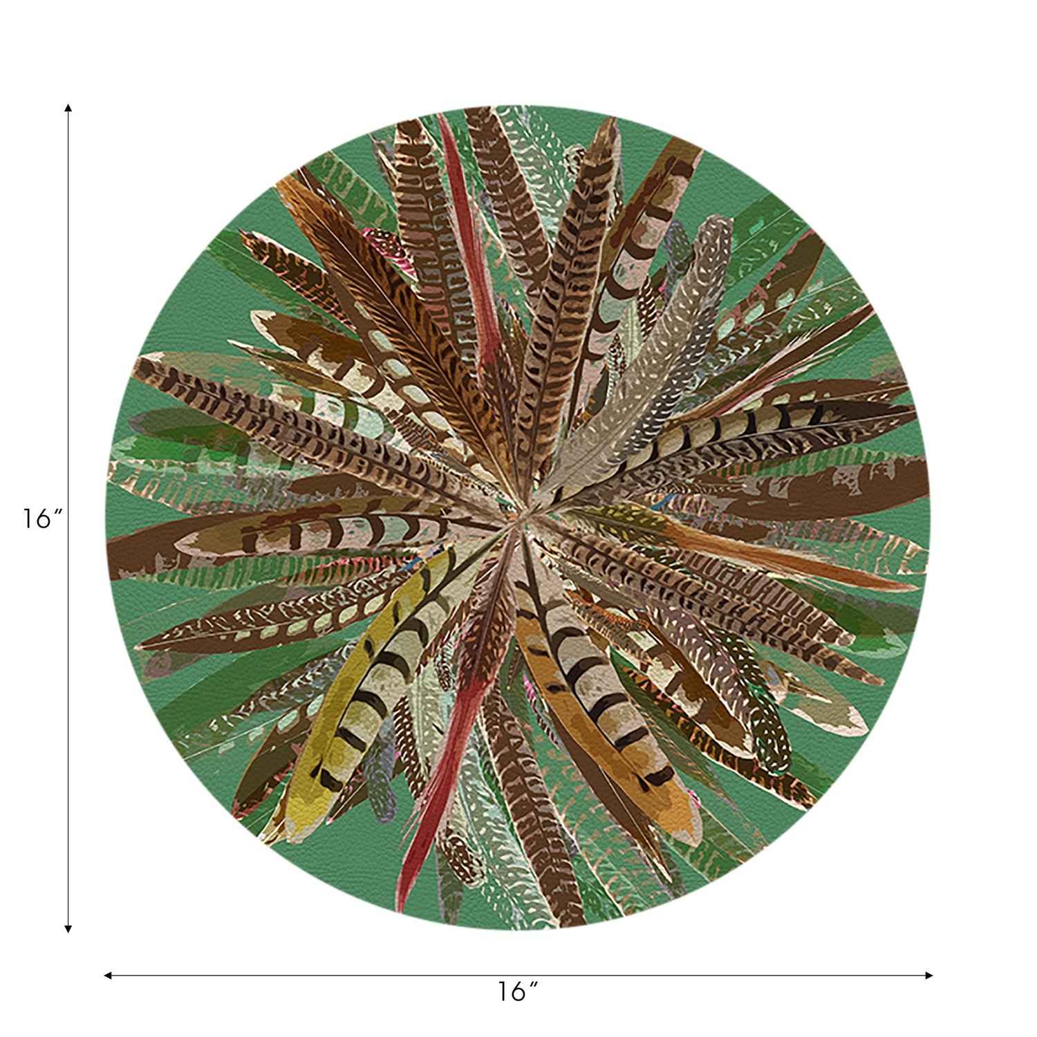 Pheasant Feathers Green 16" Round Pebble Placemats, Set of 4 - nicolettemayer.com
