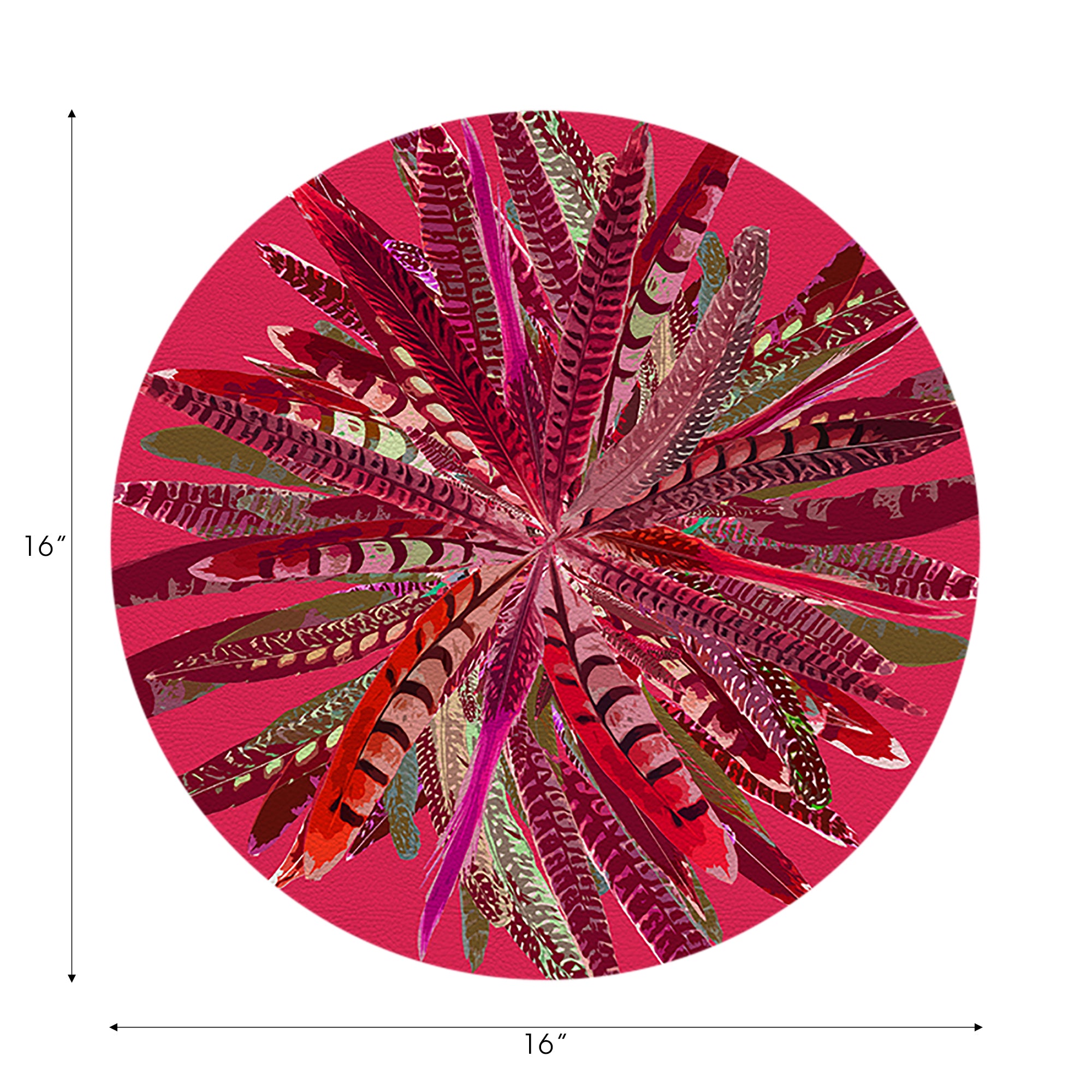 Pheasant Feathers Plum 16" Round Pebble Placemats, Set of 4 - nicolettemayer.com