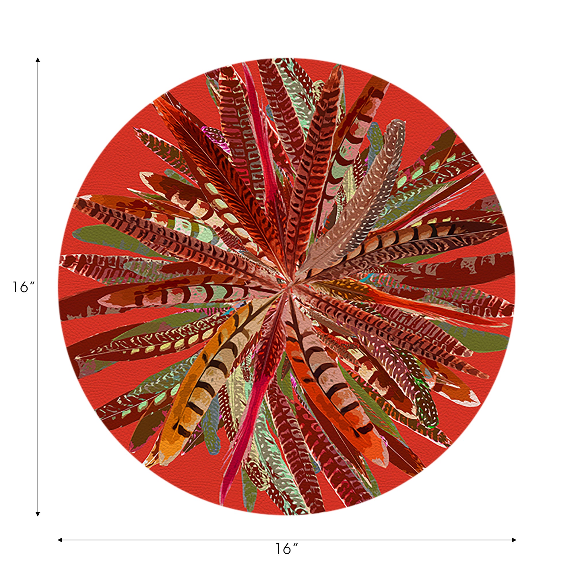Pheasant Feathers Pumpkin 16" Round Pebble Placemats, Set of 4 - nicolettemayer.com