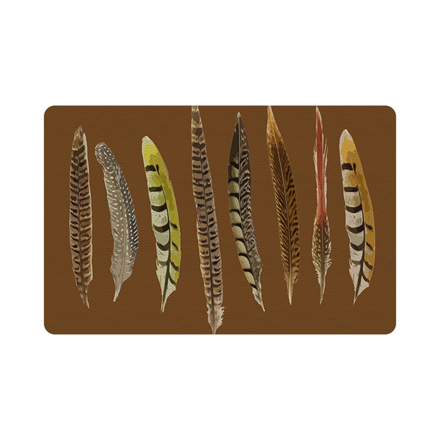 Pheasant Feathers Brown 17.5" Rectangle Pebble Placemat, Set Of 4 - nicolettemayer.com