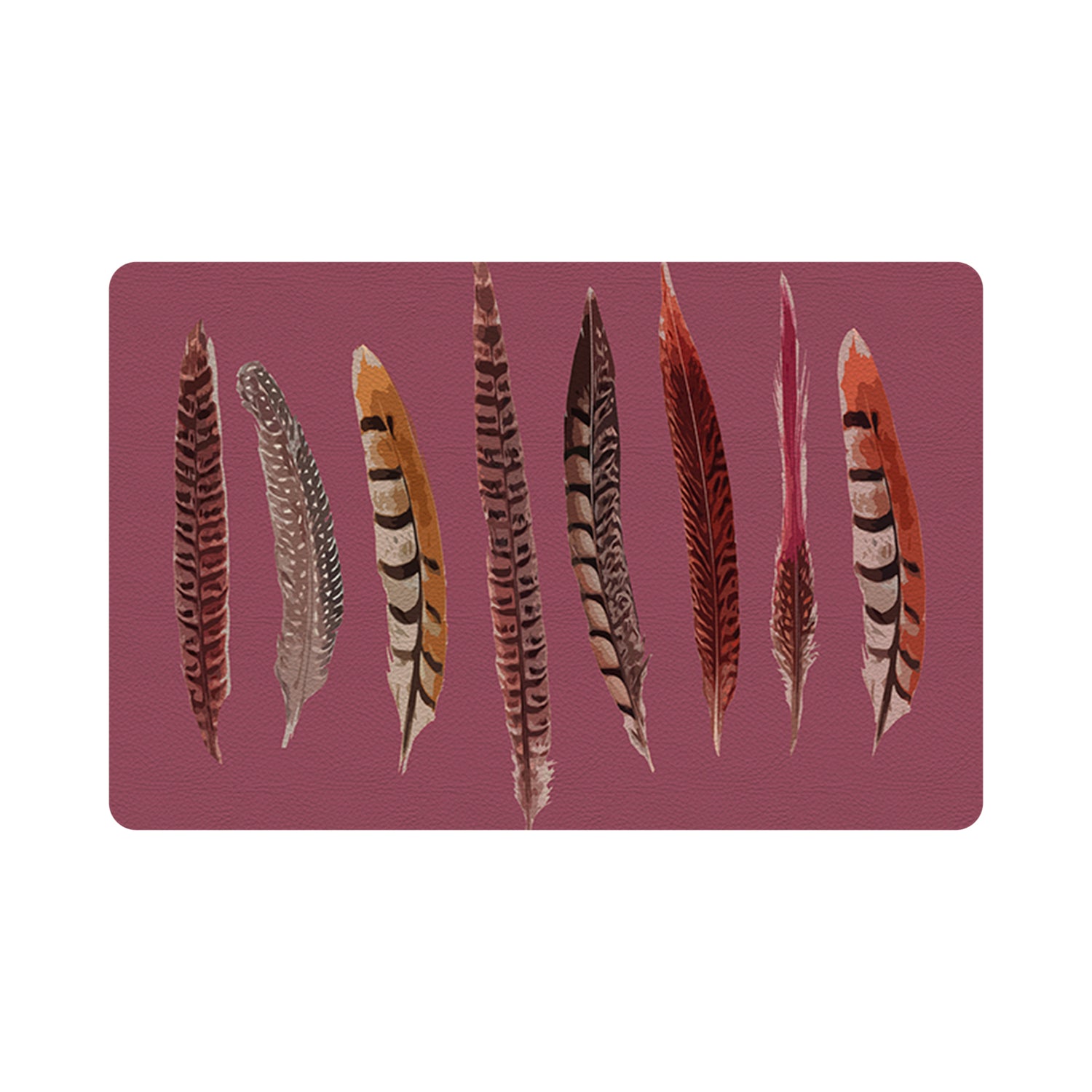 Pheasant Feathers Mauve 17.5" Rectangle Pebble Placemat, Set Of 4 - nicolettemayer.com