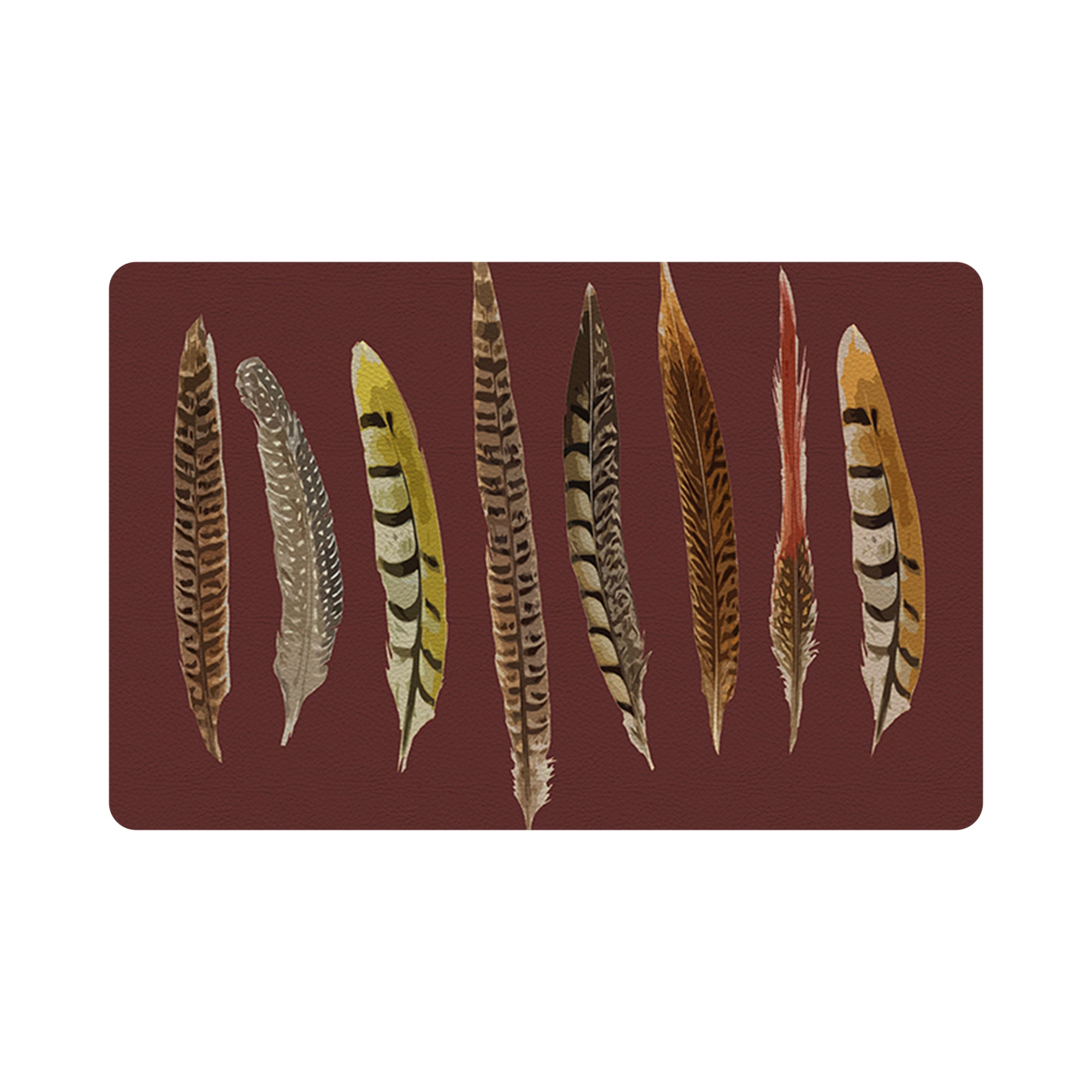Pheasant Feathers Porto 17.5" Rectangle Pebble Placemat, Set Of 4 - nicolettemayer.com