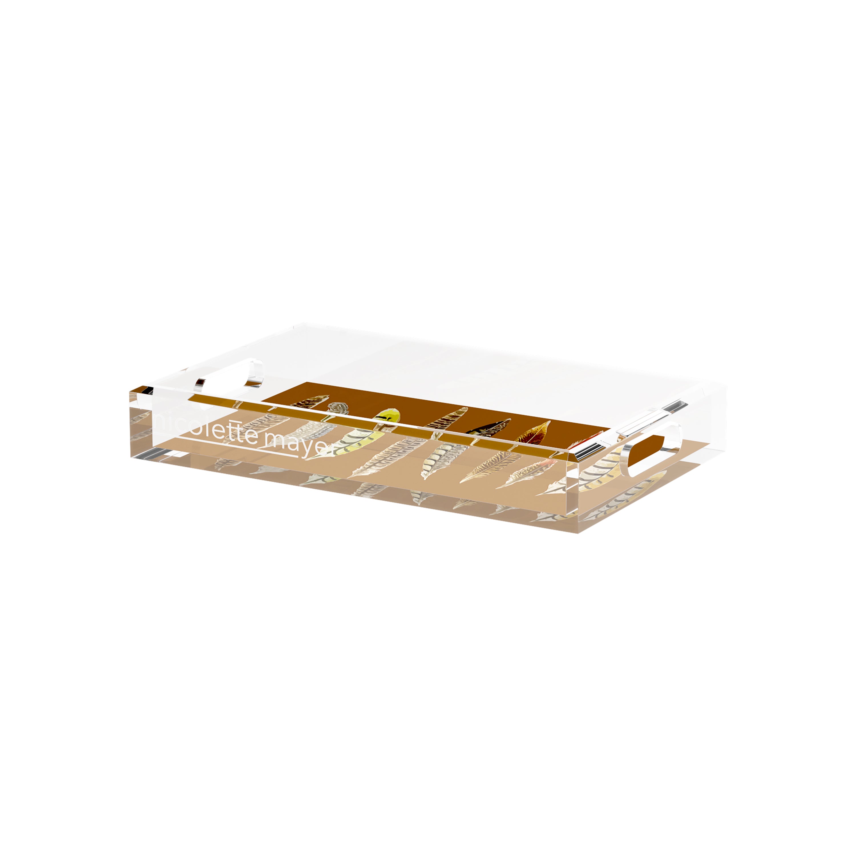 Pheasant Feathers Brown 12.5X7.75 Acrylic Tray - nicolettemayer.com