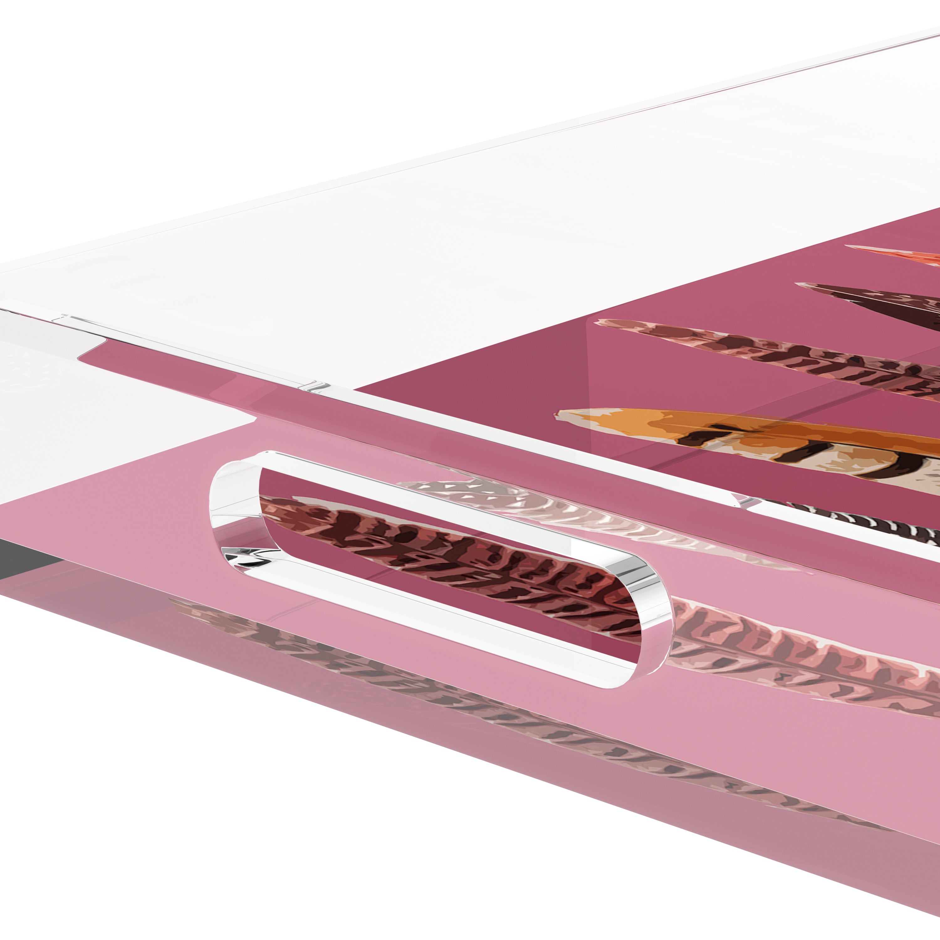 Pheasant Feathers Mauve 17X10.5 Acrylic Tray - nicolettemayer.com