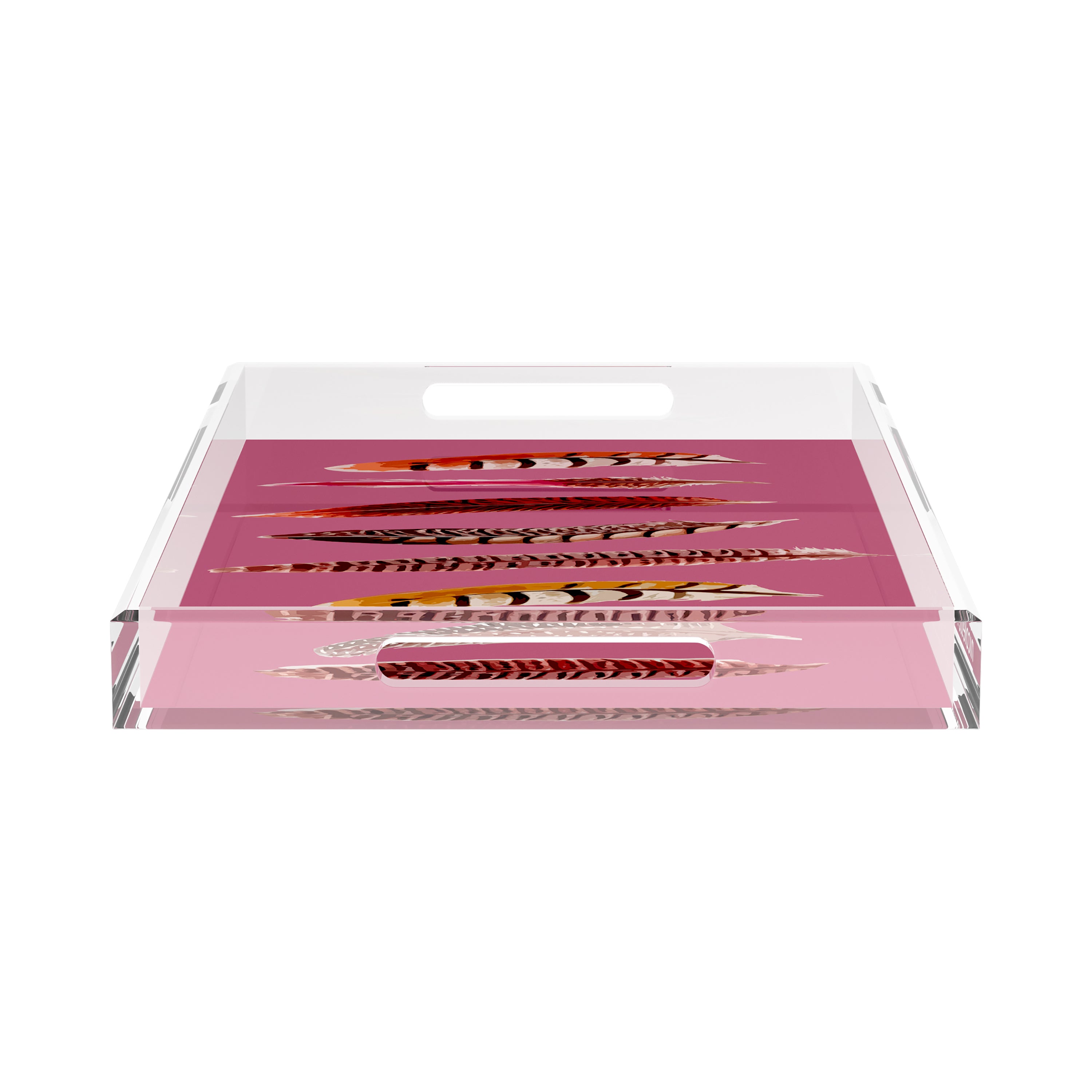 Pheasant Feathers Mauve 22.5X14.5 Acrylic Tray - nicolettemayer.com