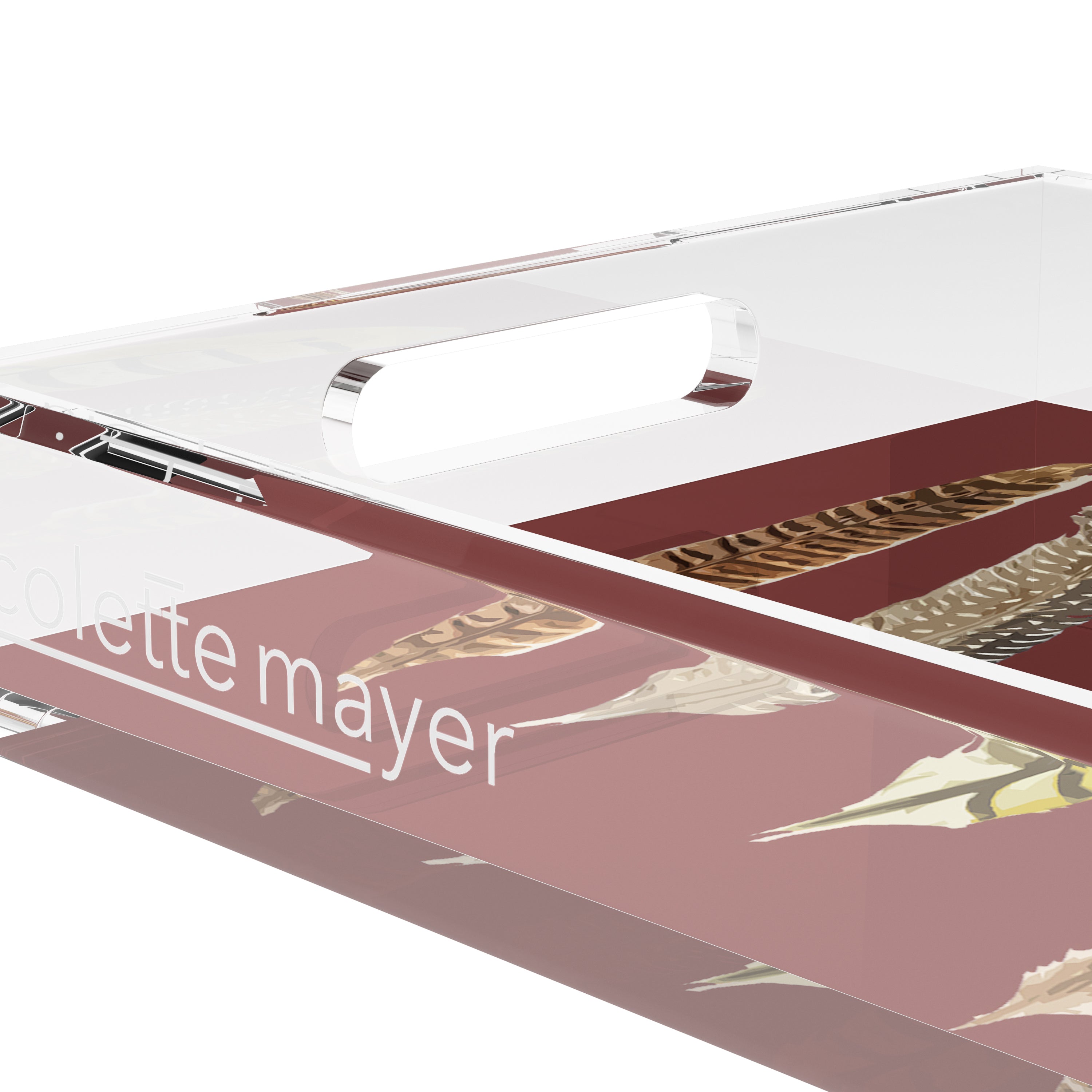 Pheasant Feathers Porto 12.5X7.75 Acrylic Tray - nicolettemayer.com
