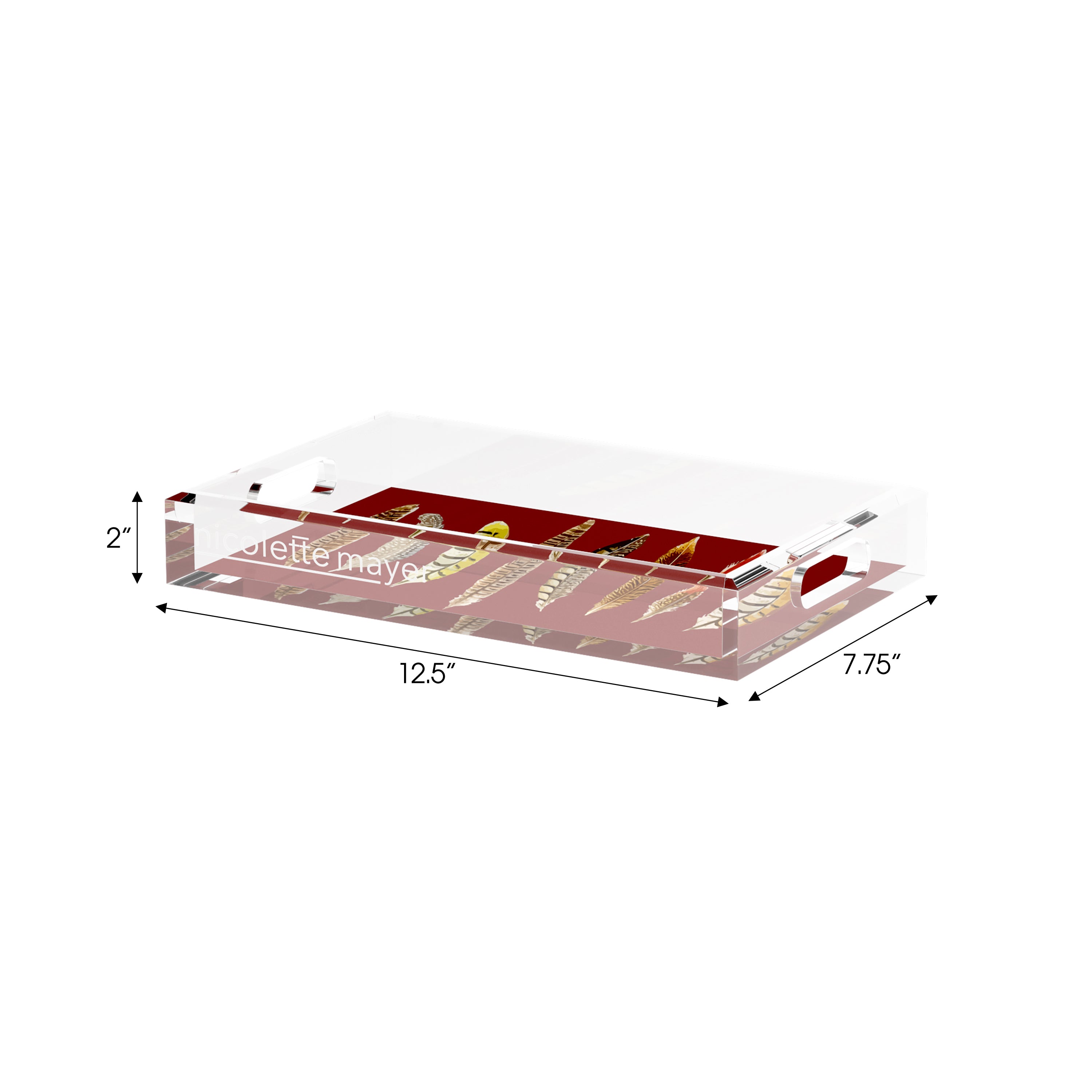Pheasant Feathers Porto 12.5X7.75 Acrylic Tray - nicolettemayer.com