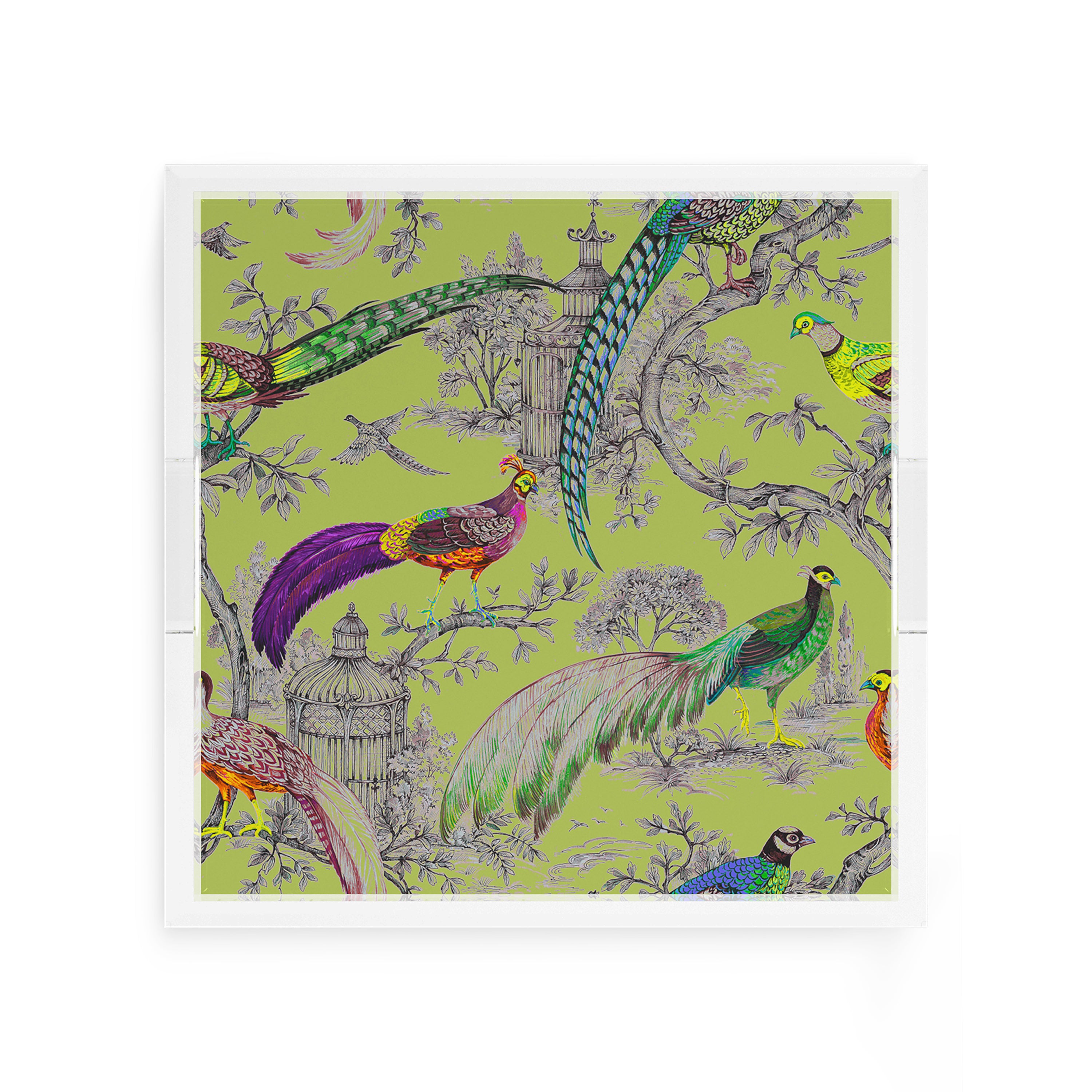 Pheasants Sauvage St Germain 12X12 Acrylic Tray - nicolettemayer.com