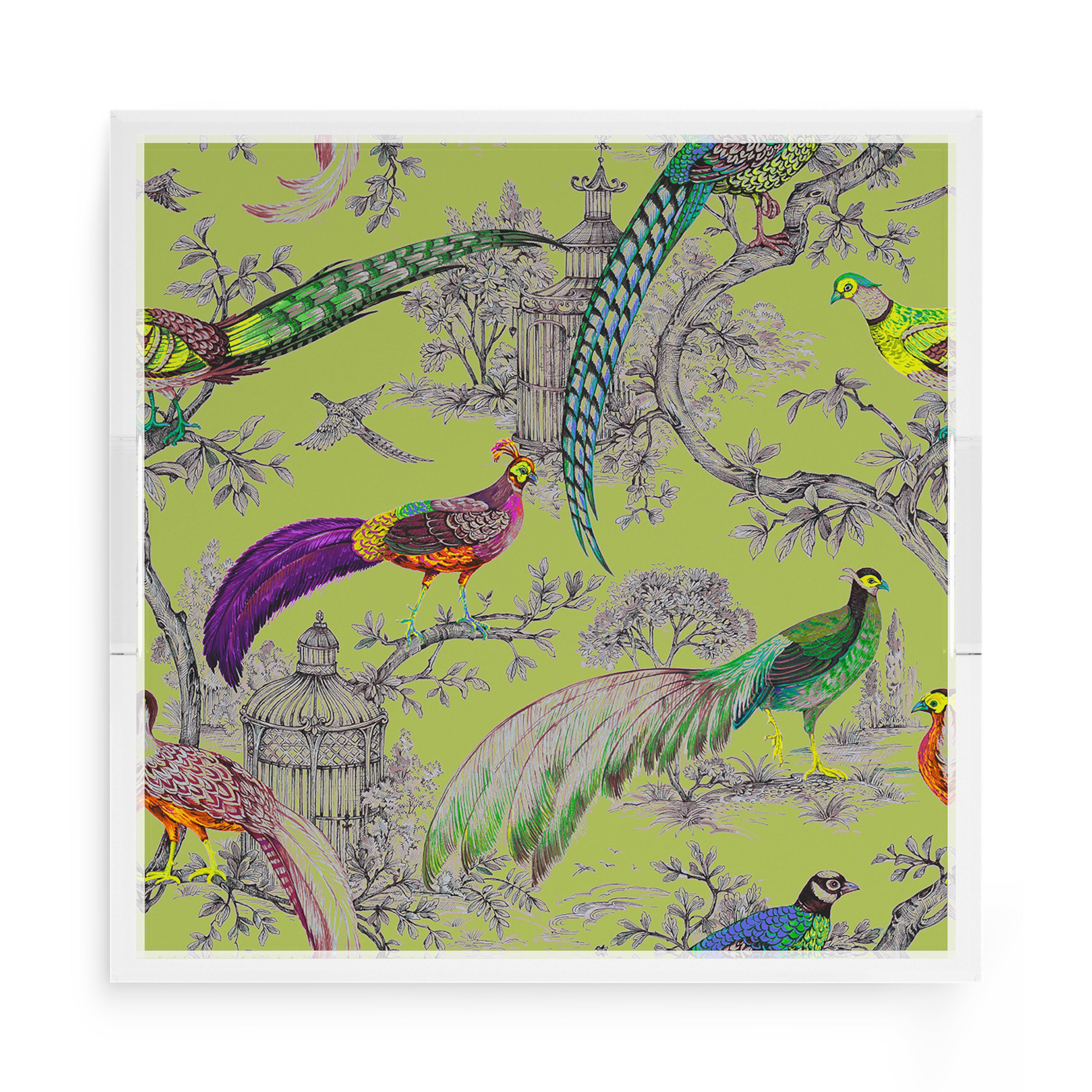 Pheasants Sauvage St Germain 15X15 Acrylic Tray - nicolettemayer.com
