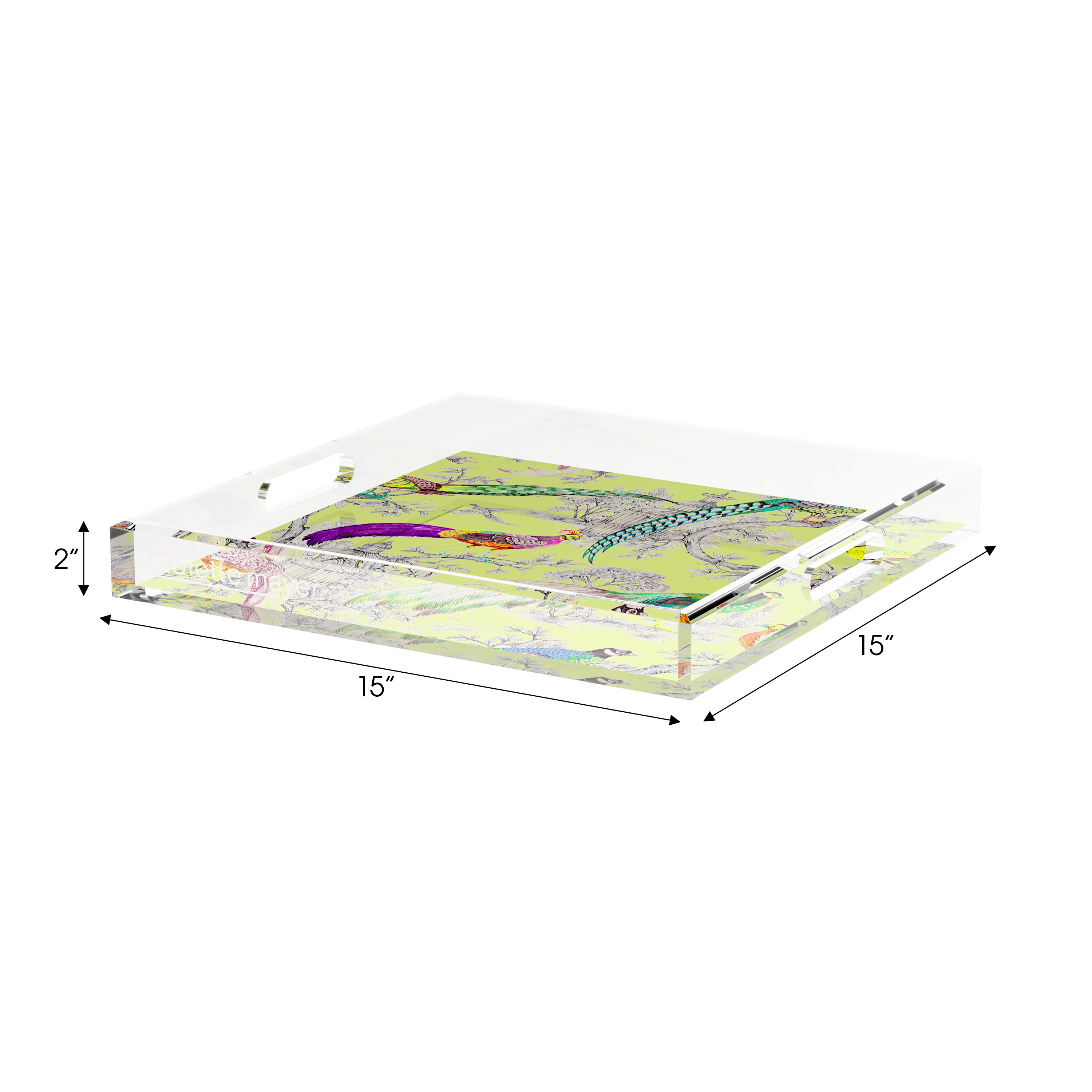 Pheasants Sauvage St Germain 15X15 Acrylic Tray - nicolettemayer.com