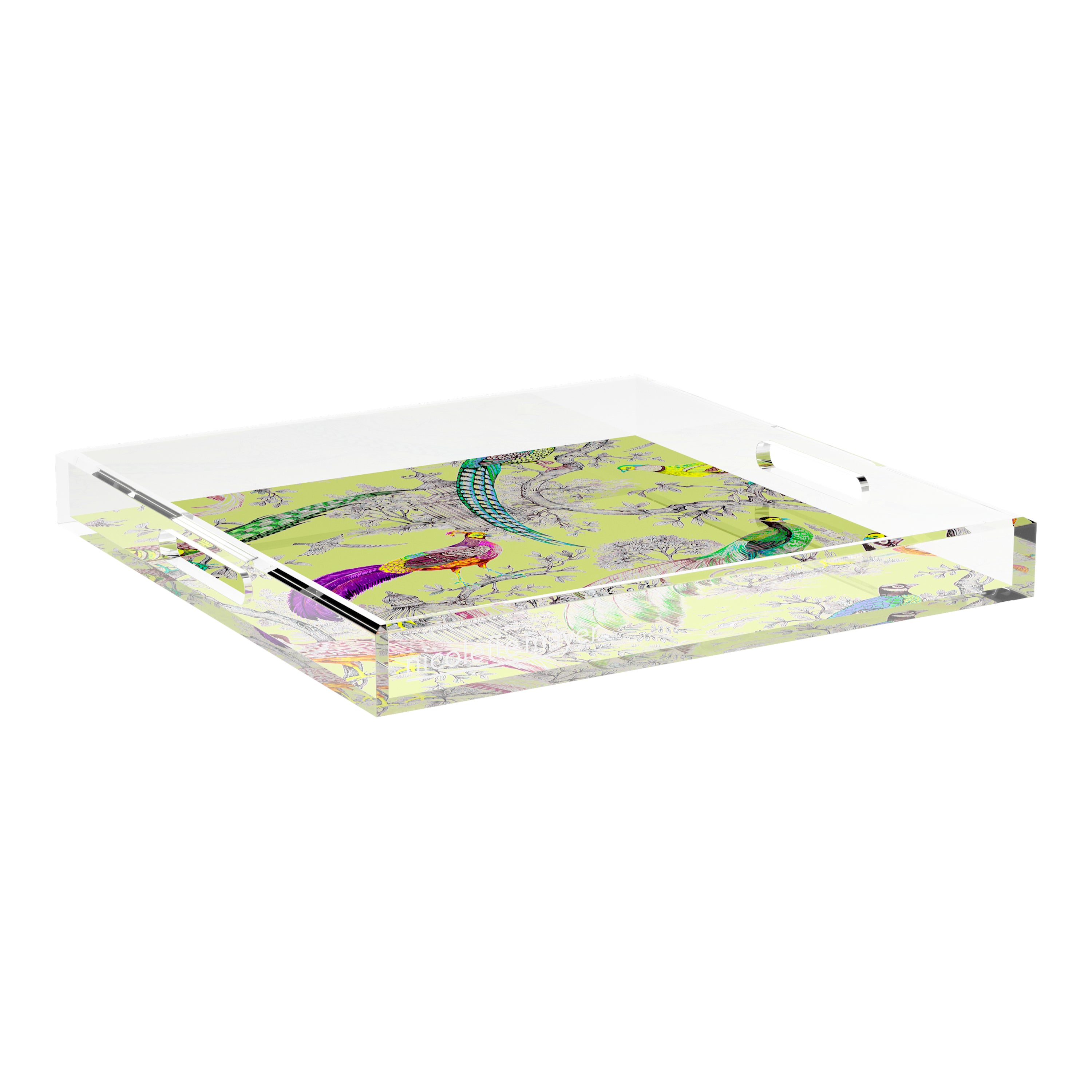 Pheasants Sauvage St Germain 18X18 Acrylic Tray - nicolettemayer.com