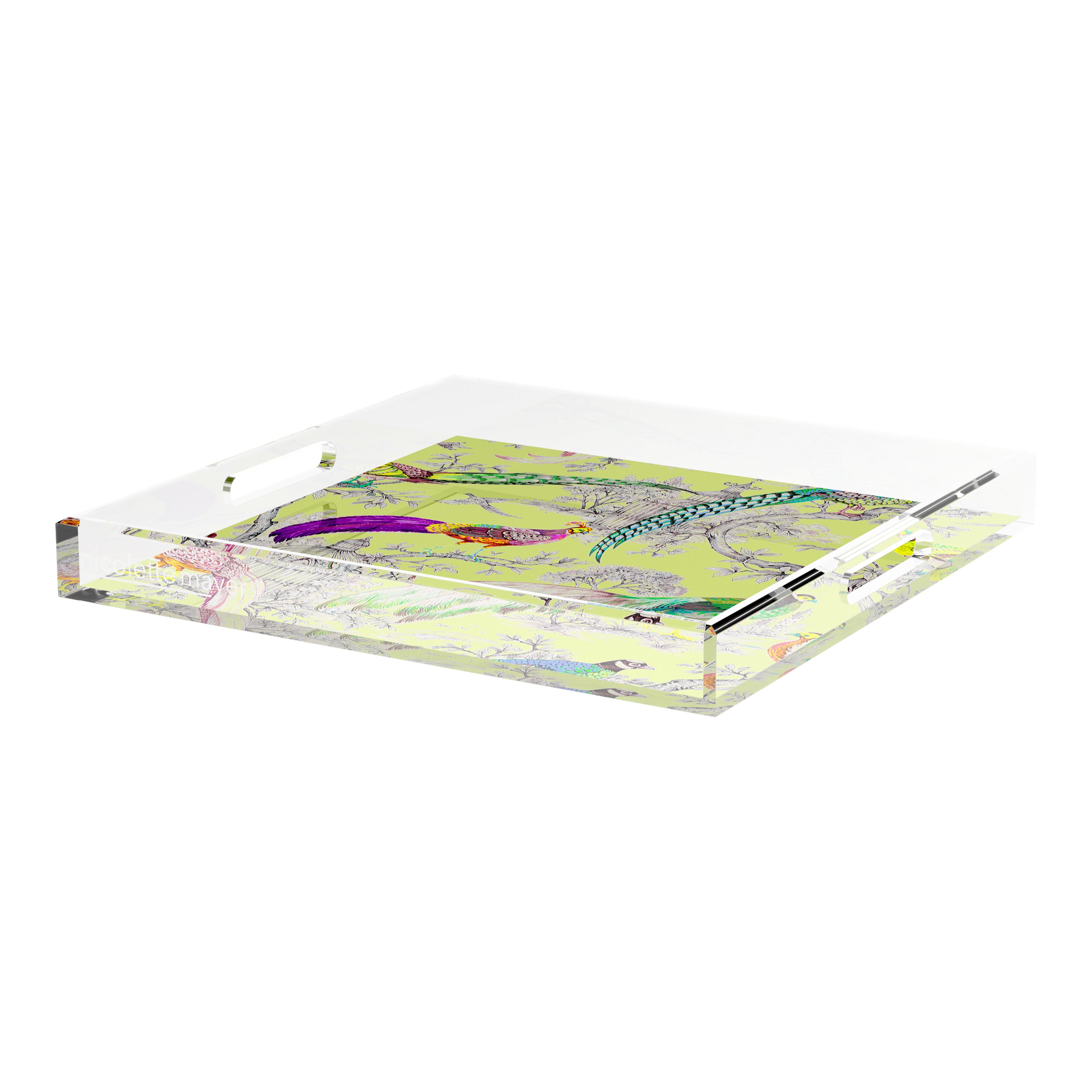 Pheasants Sauvage St Germain 18X18 Acrylic Tray - nicolettemayer.com