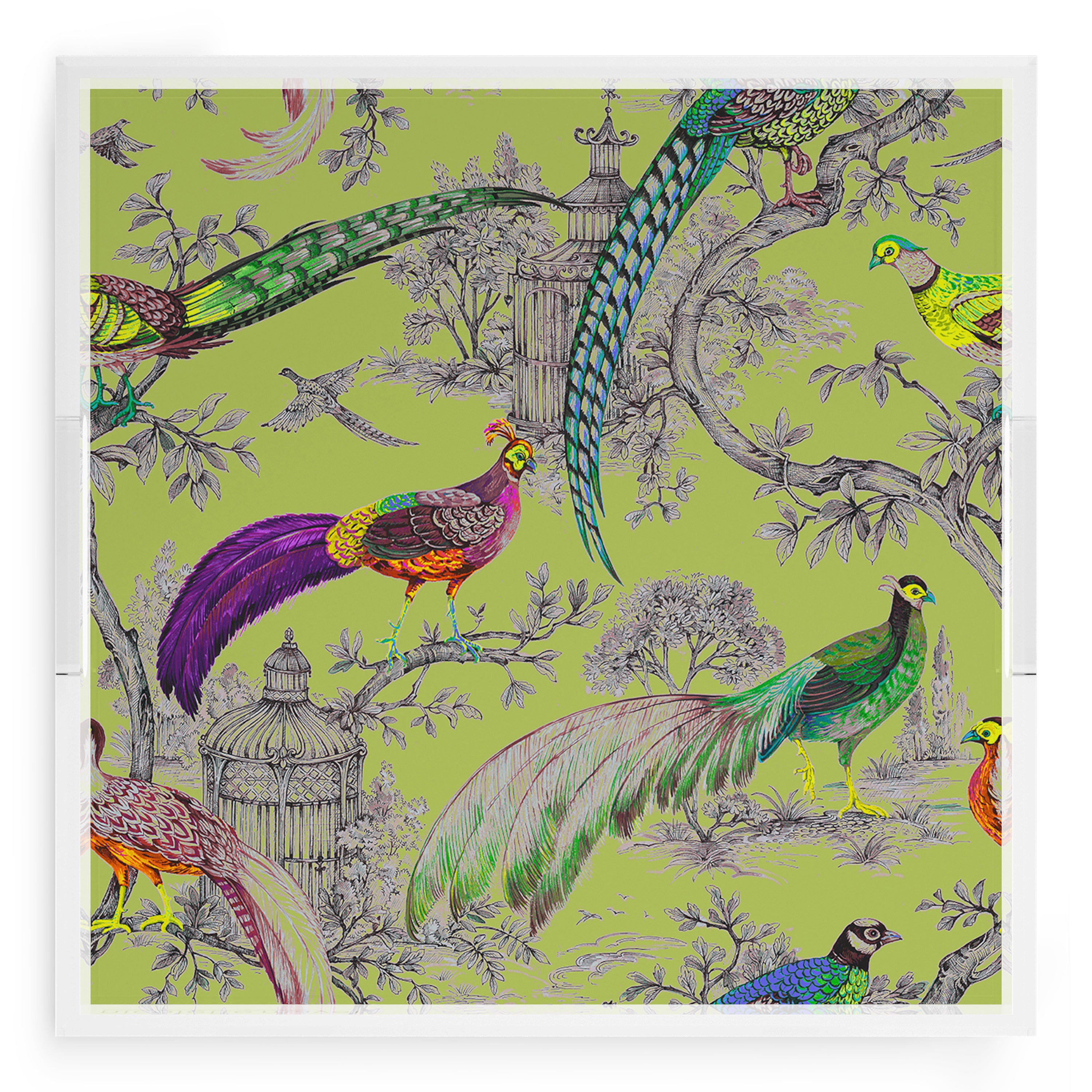 Pheasants Sauvage St Germain 18X18 Acrylic Tray - nicolettemayer.com