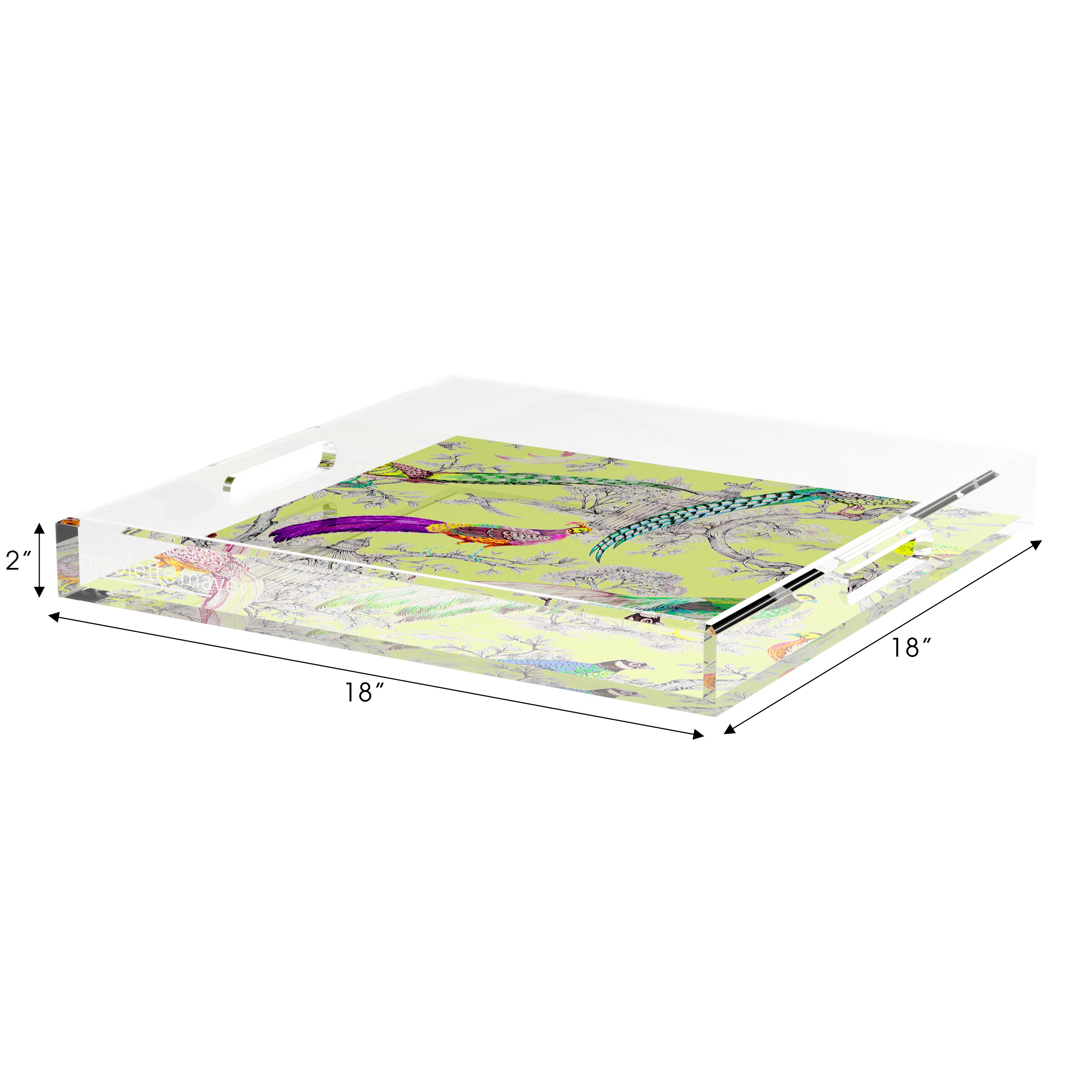 Pheasants Sauvage St Germain 18X18 Acrylic Tray - nicolettemayer.com