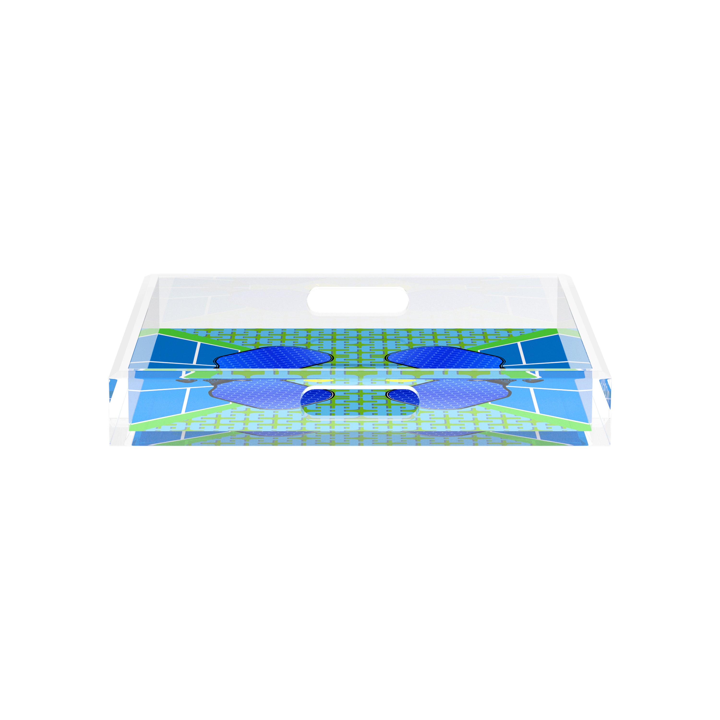 Pickelball Anyone Blue Green 12X12 Acrylic Tray - nicolettemayer.com