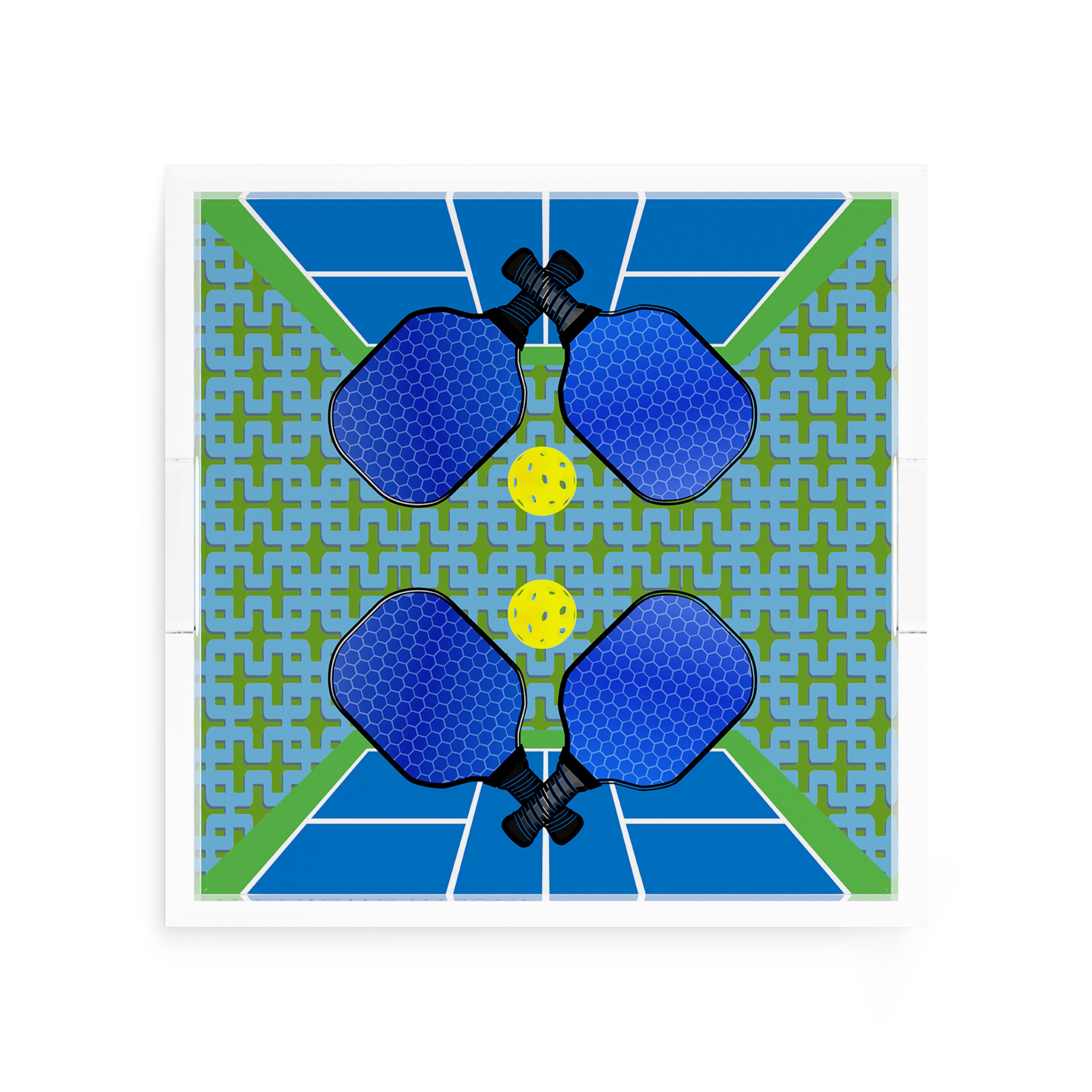 Pickelball Anyone Blue Green 12X12 Acrylic Tray - nicolettemayer.com