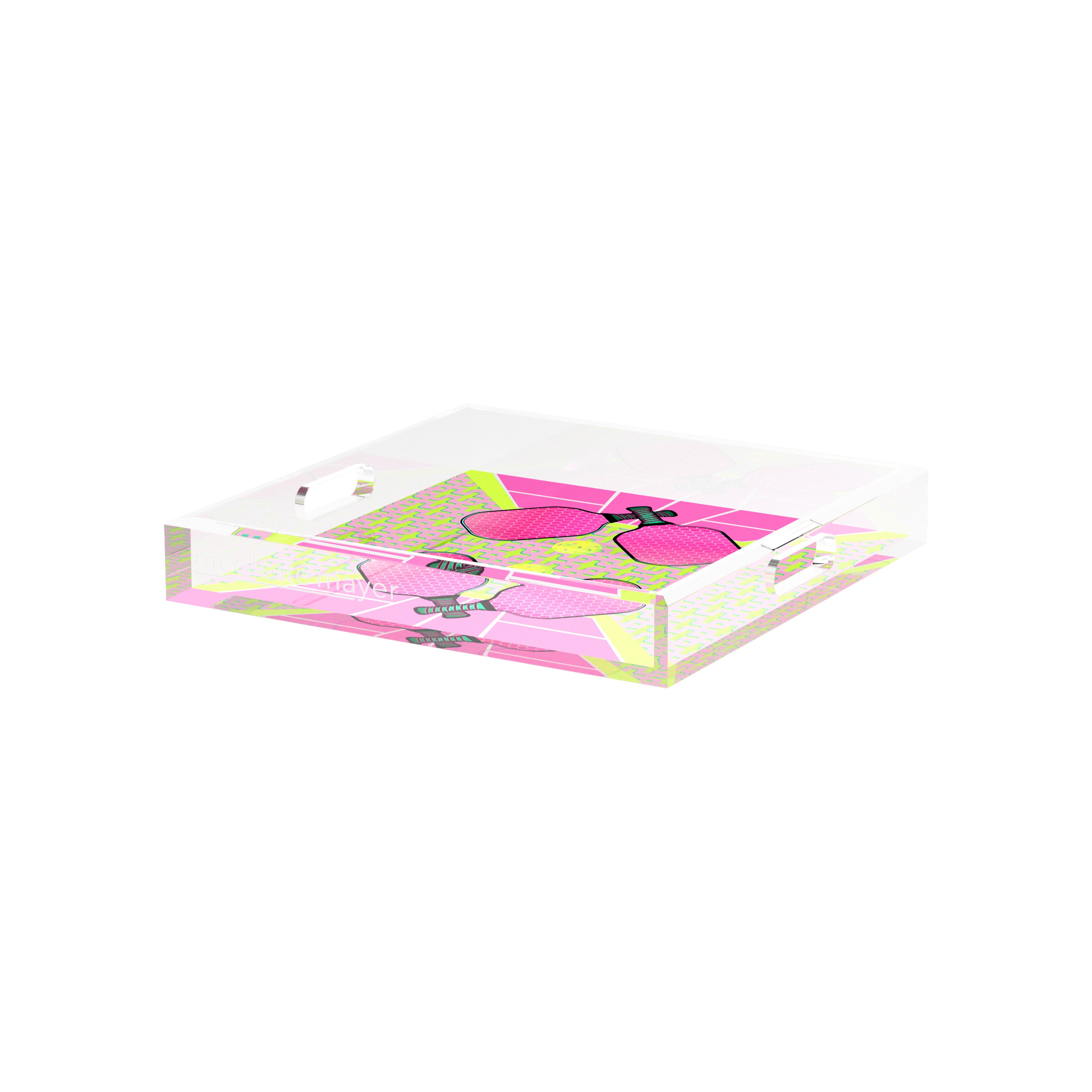 Pickelball Anyone Nancy Fran 12X12 Acrylic Tray - nicolettemayer.com