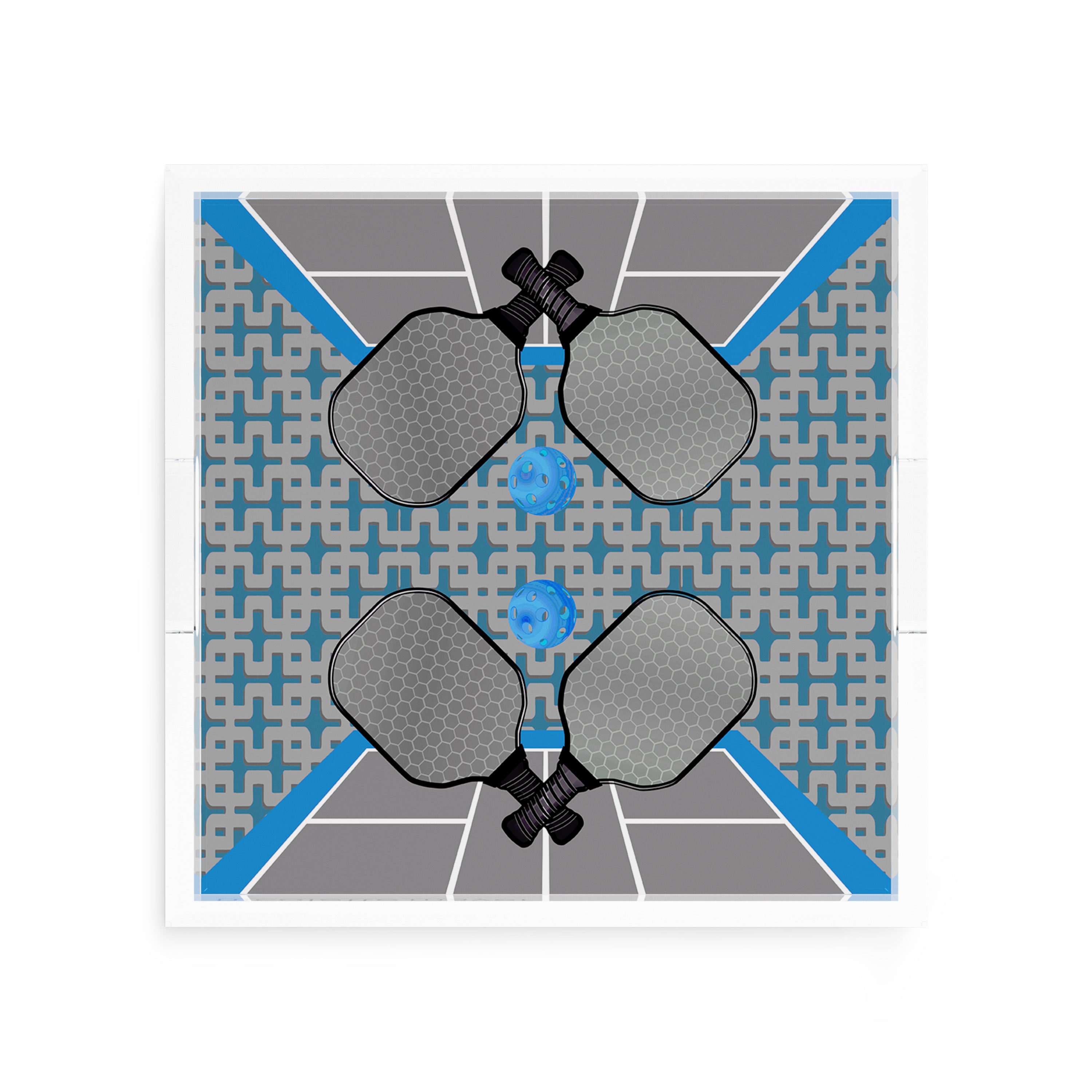 Pickelball Anyone Silver Blue 12X12 Acrylic Tray - nicolettemayer.com