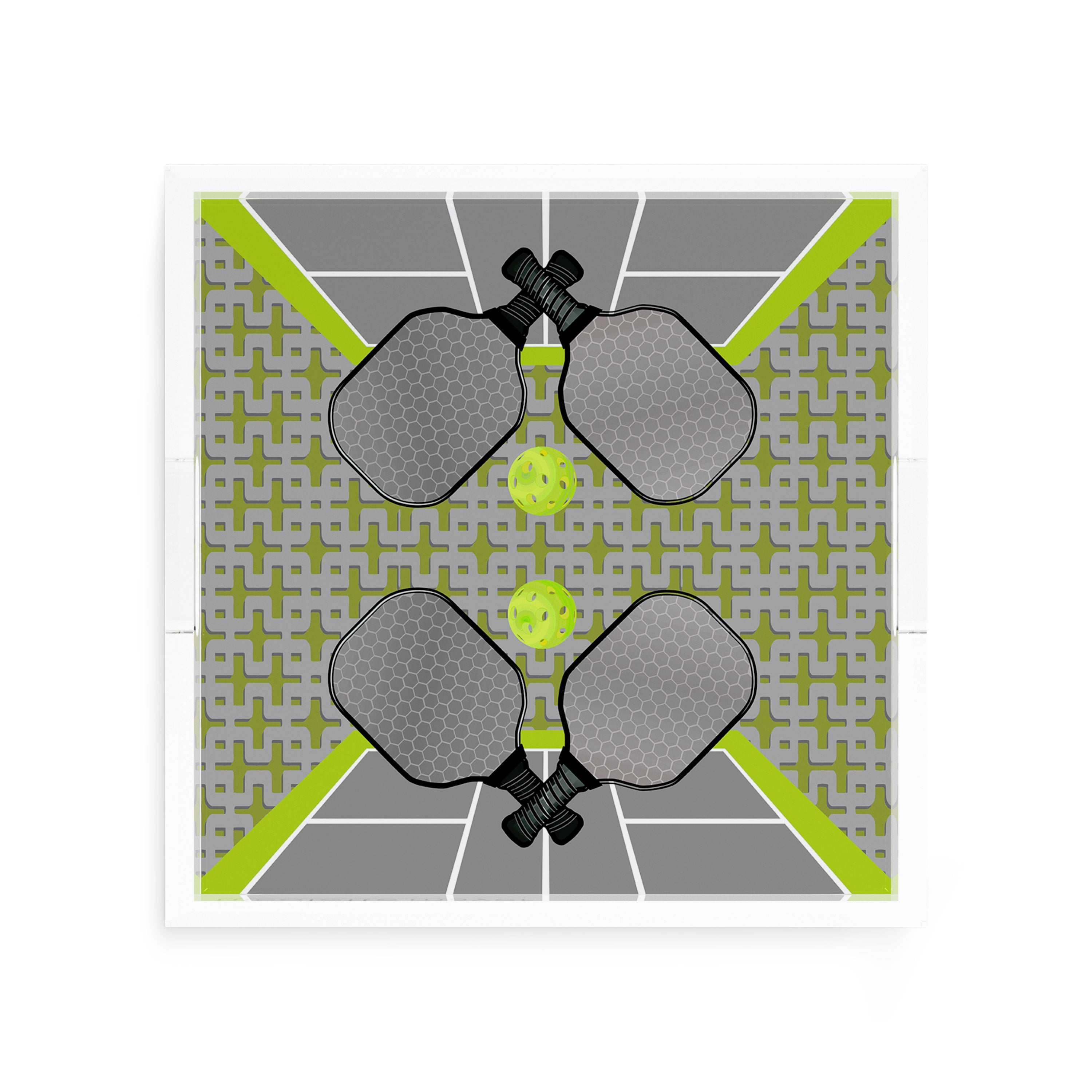 Pickelball Anyone Silver Lime 12X12 Acrylic Tray - nicolettemayer.com
